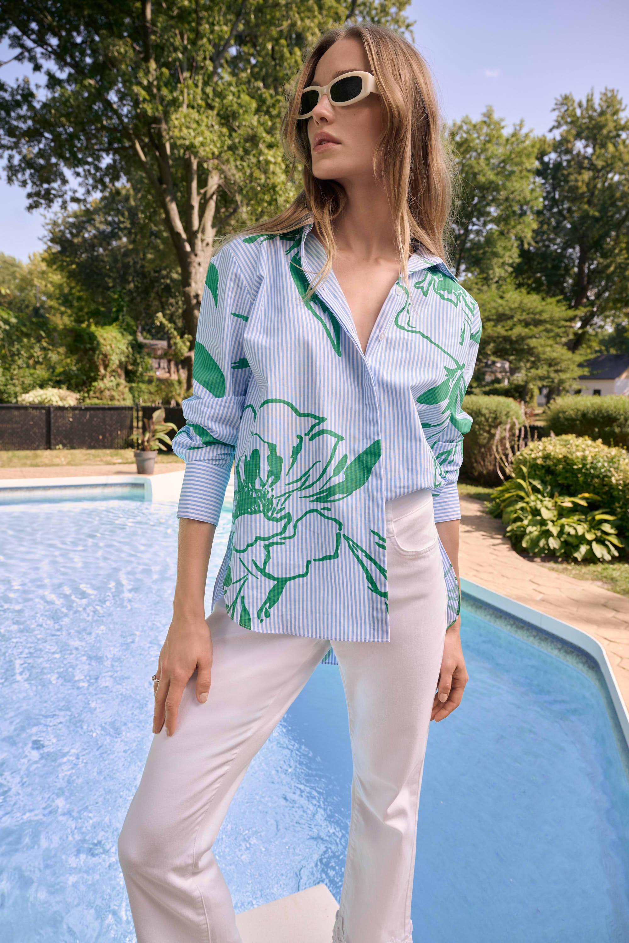 Striped Floral Boxy Blouse