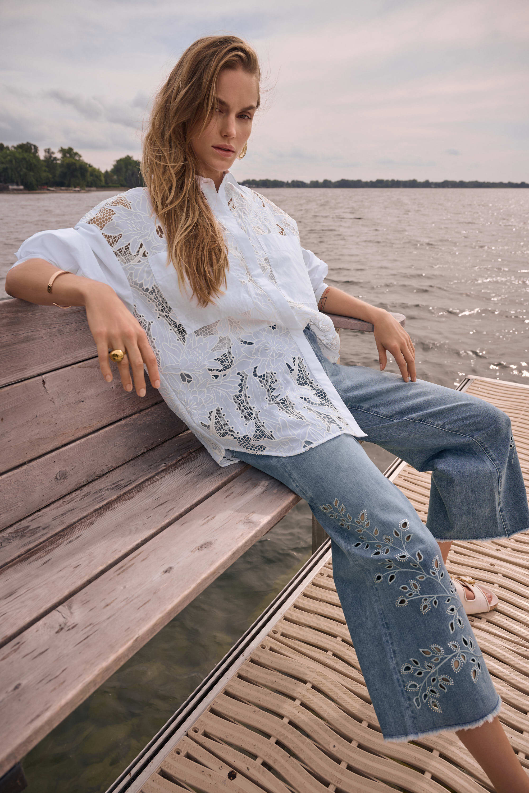 Lace Trim Boxy Blouse