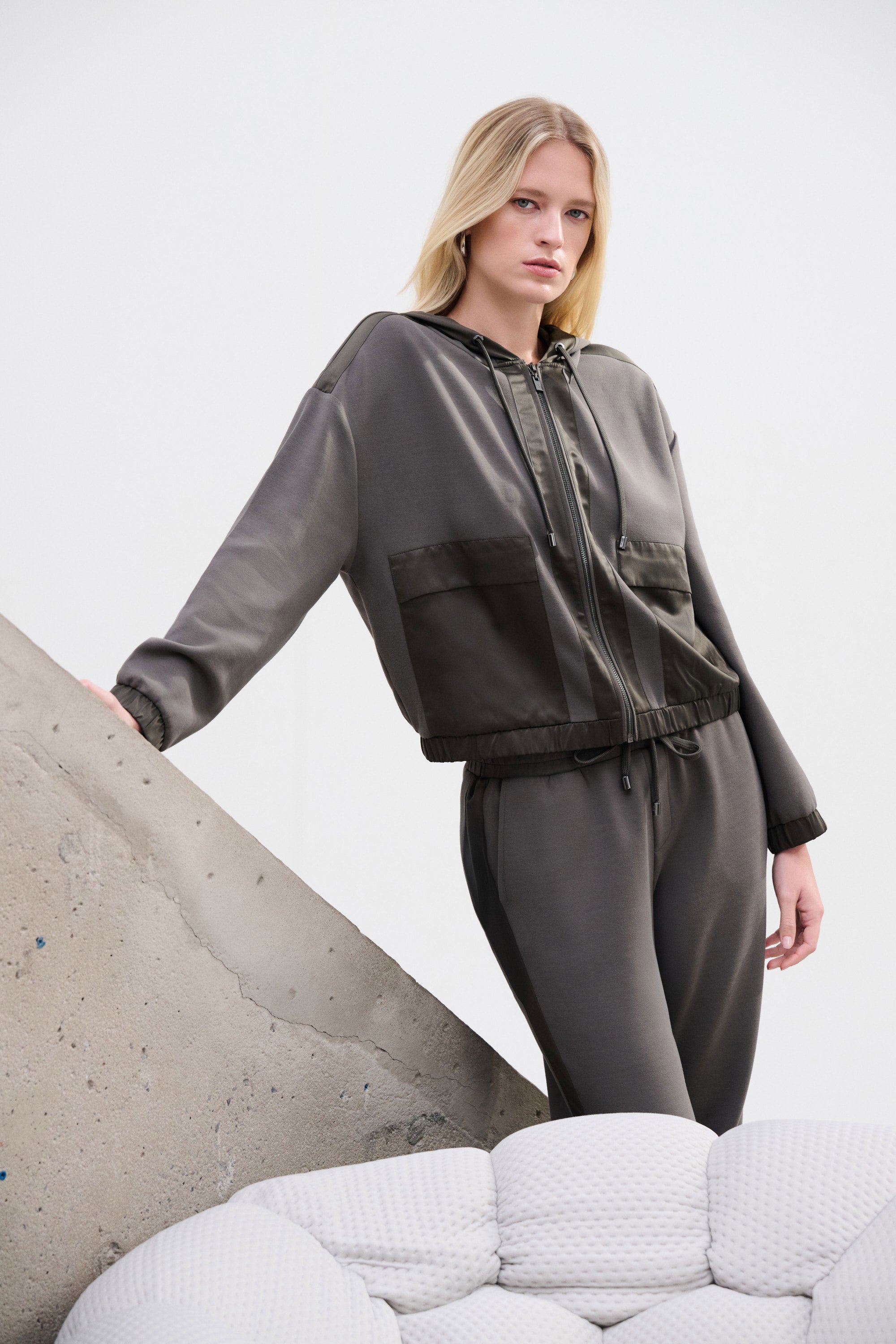 Satin Hooded Jersey