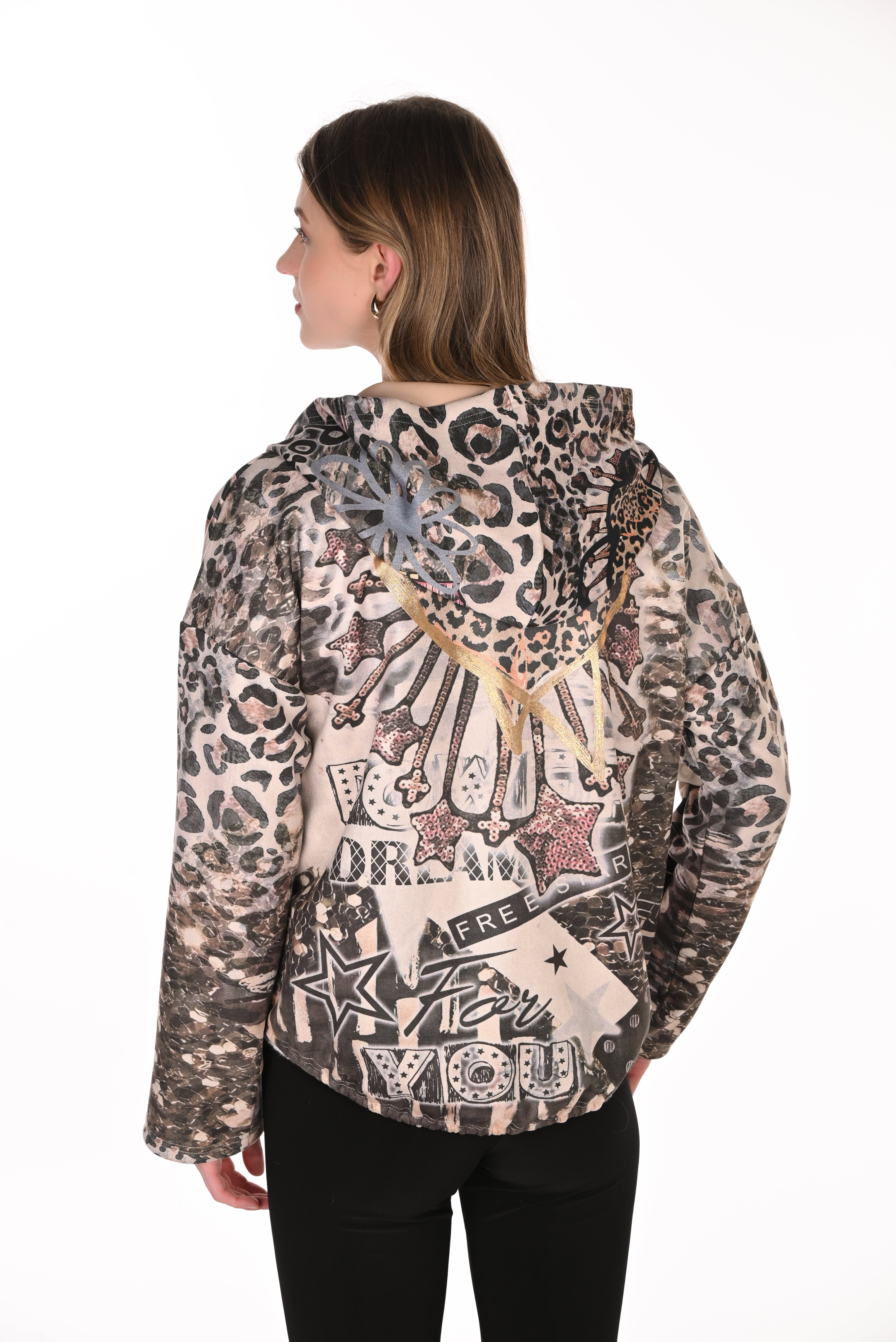 Animal Print Hooded Jacket