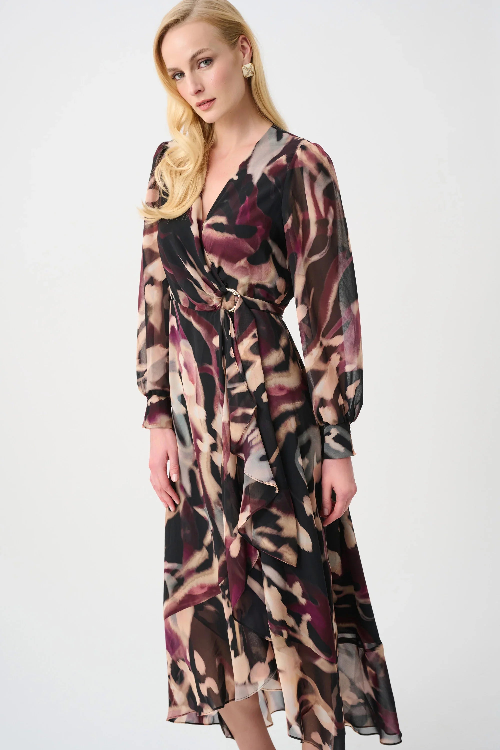 Chiffon Printed Wrap Dress
