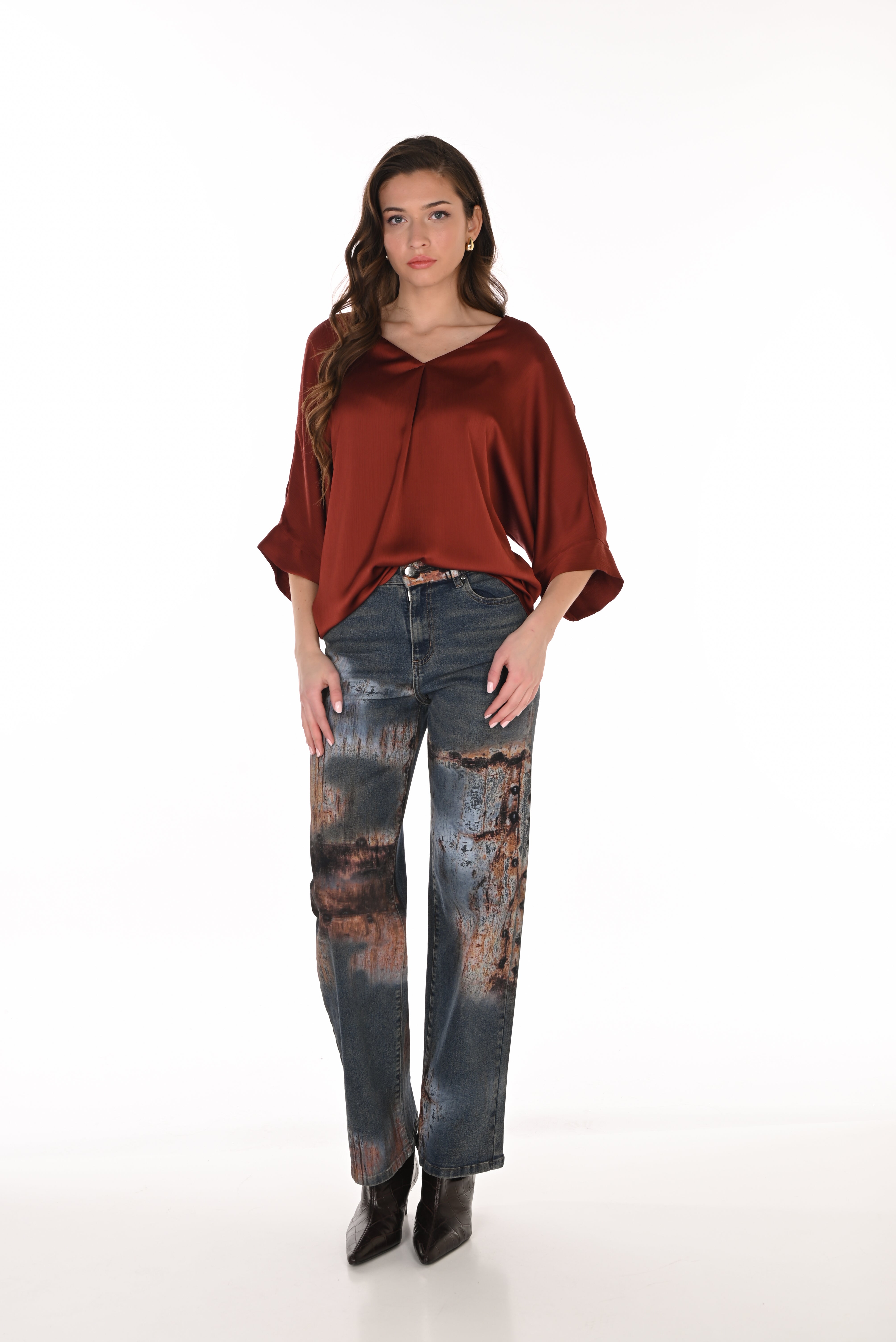 Frank Lyman Straight Leg Print Jean - Style 263743