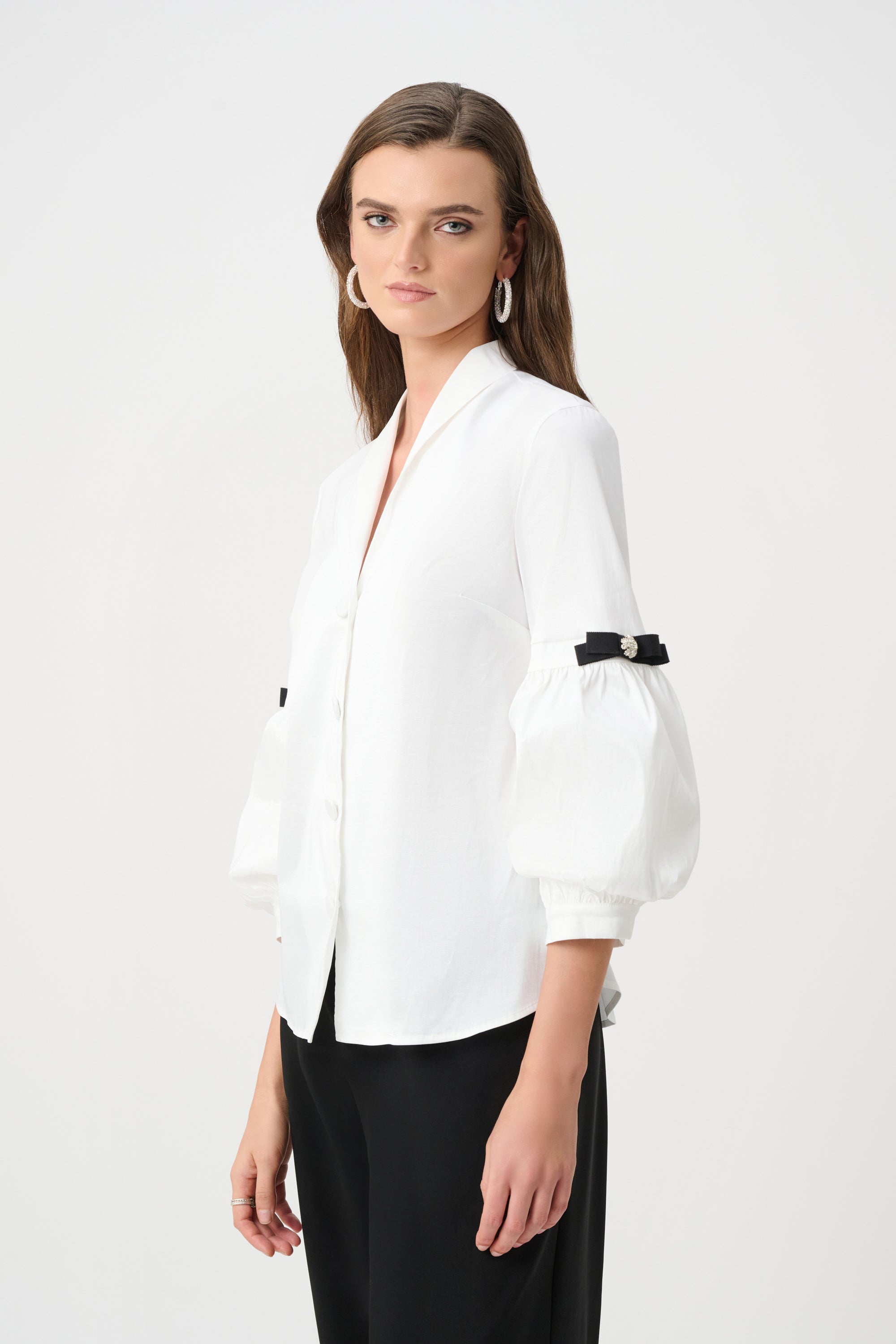 Stretch Taffeta Fitted Blouse