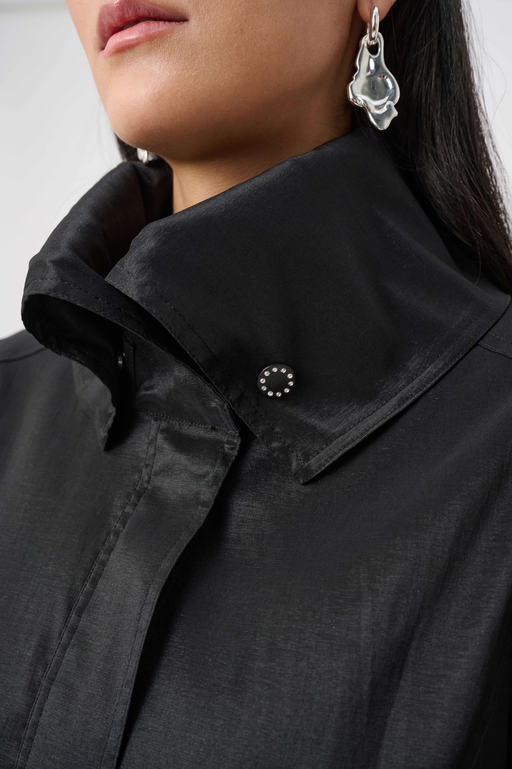 Stretch Taffeta Balloon Coat