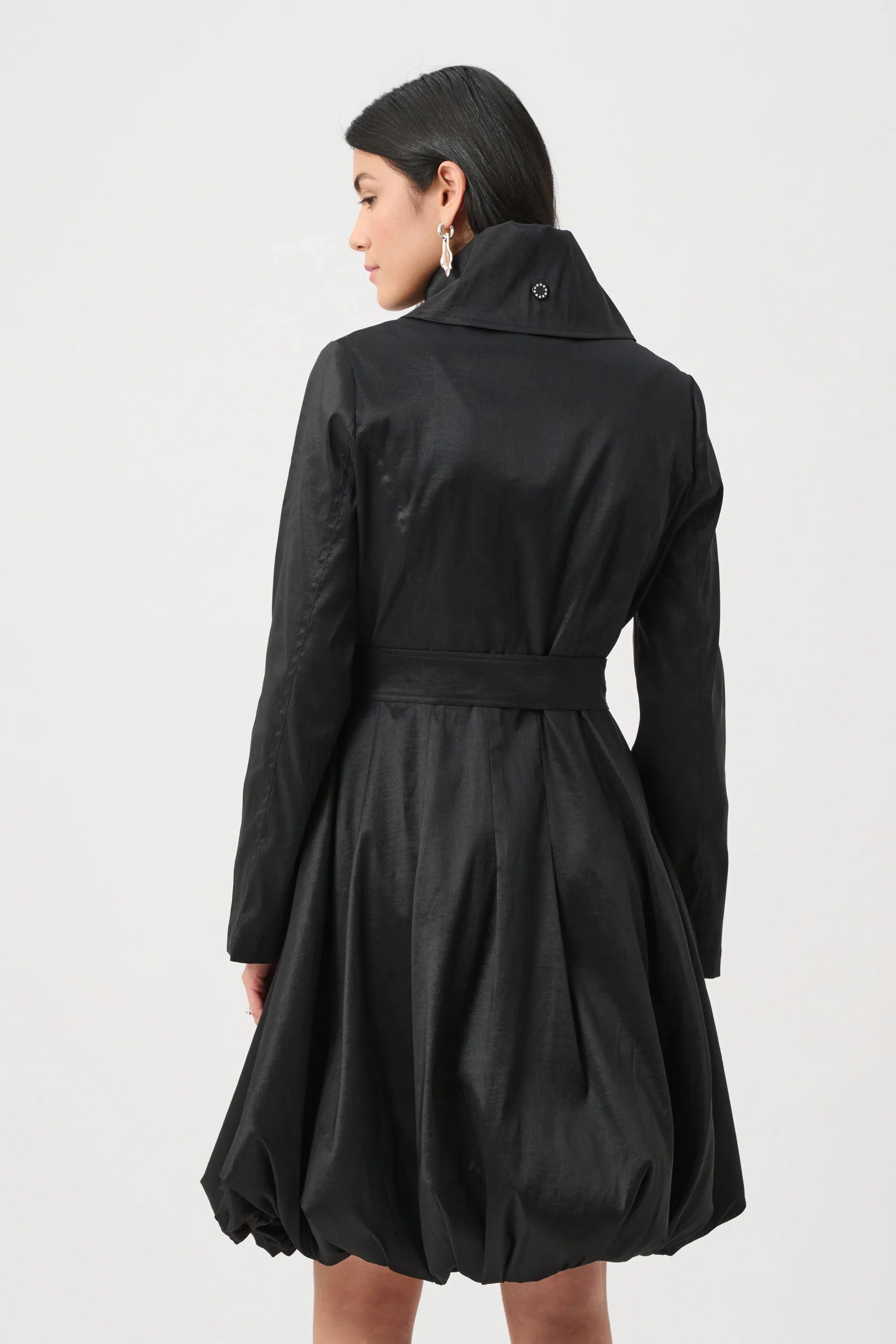 Stretch Taffeta Balloon Coat