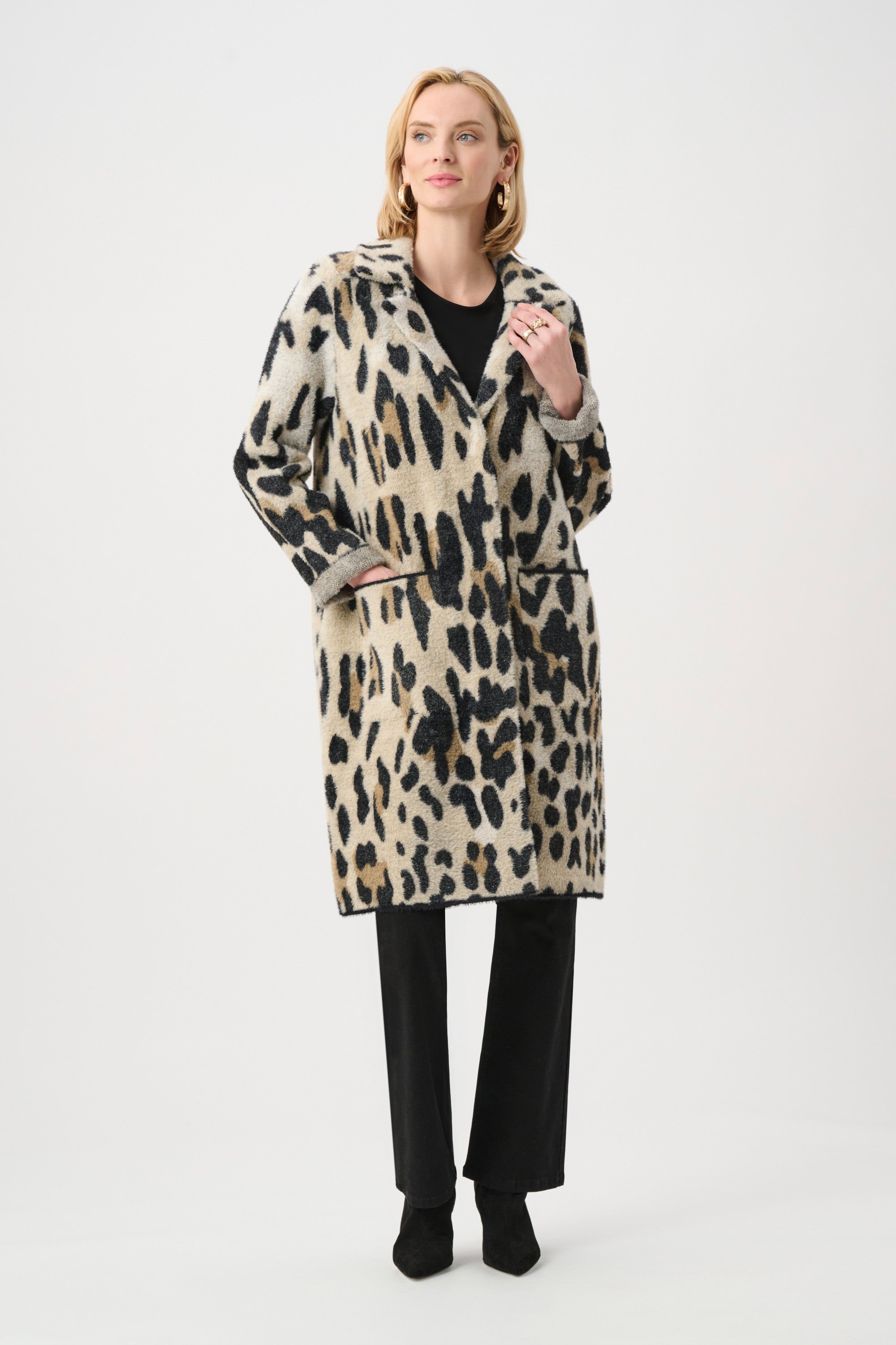 Feather Yarn Leopard Coat