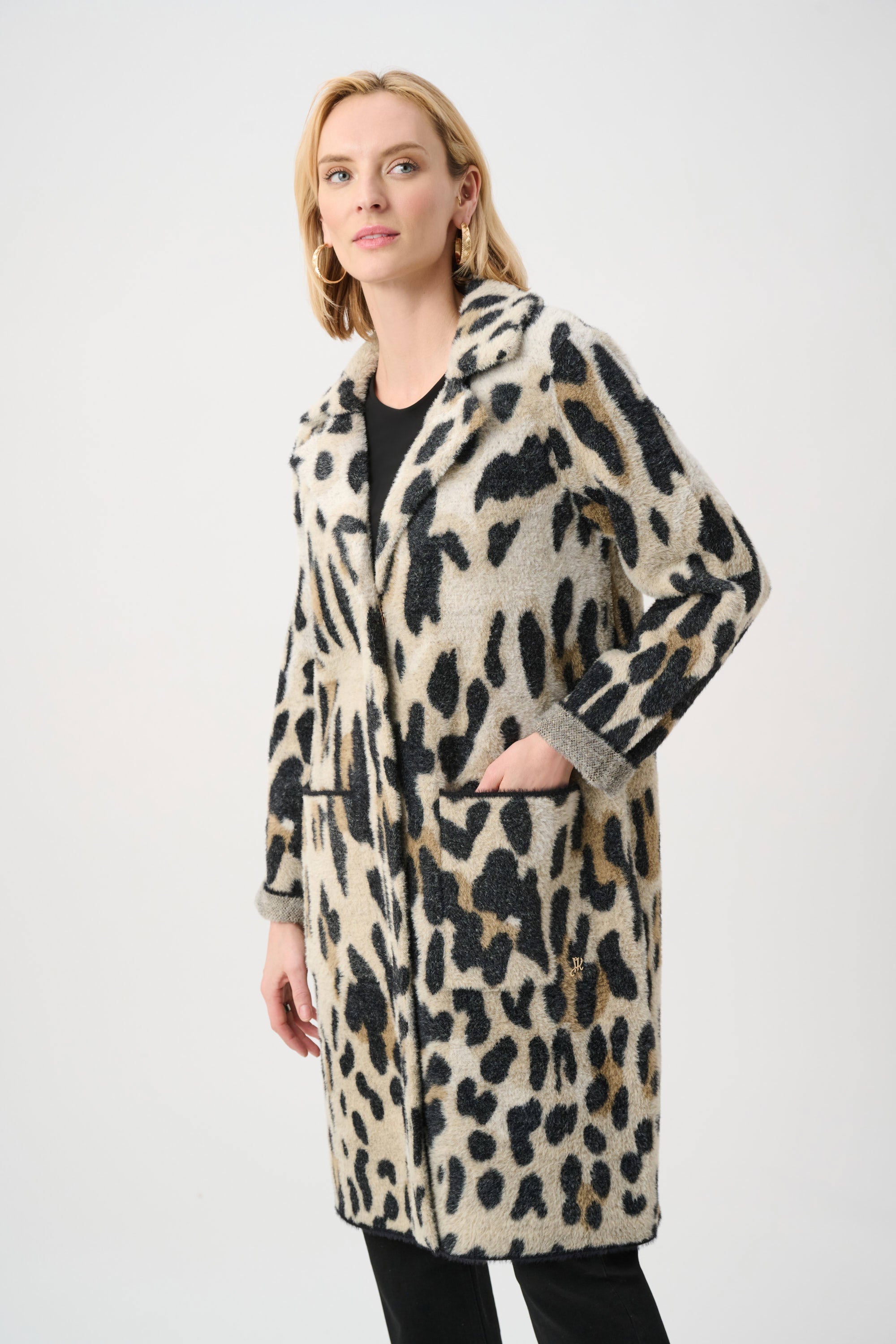 Feather Yarn Leopard Coat