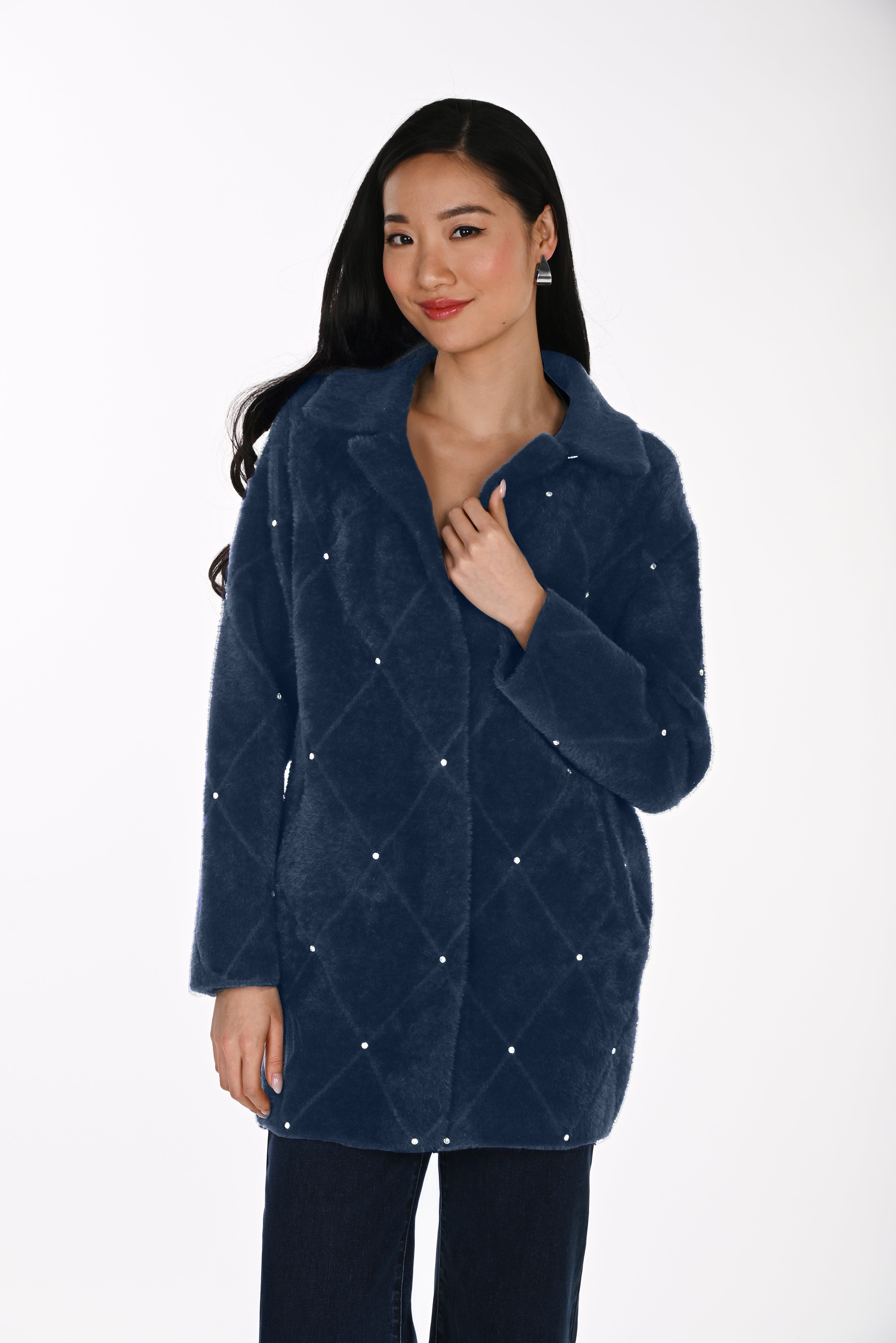 Frank Lyman Faux Fur Chevron Jacket - Style 264833