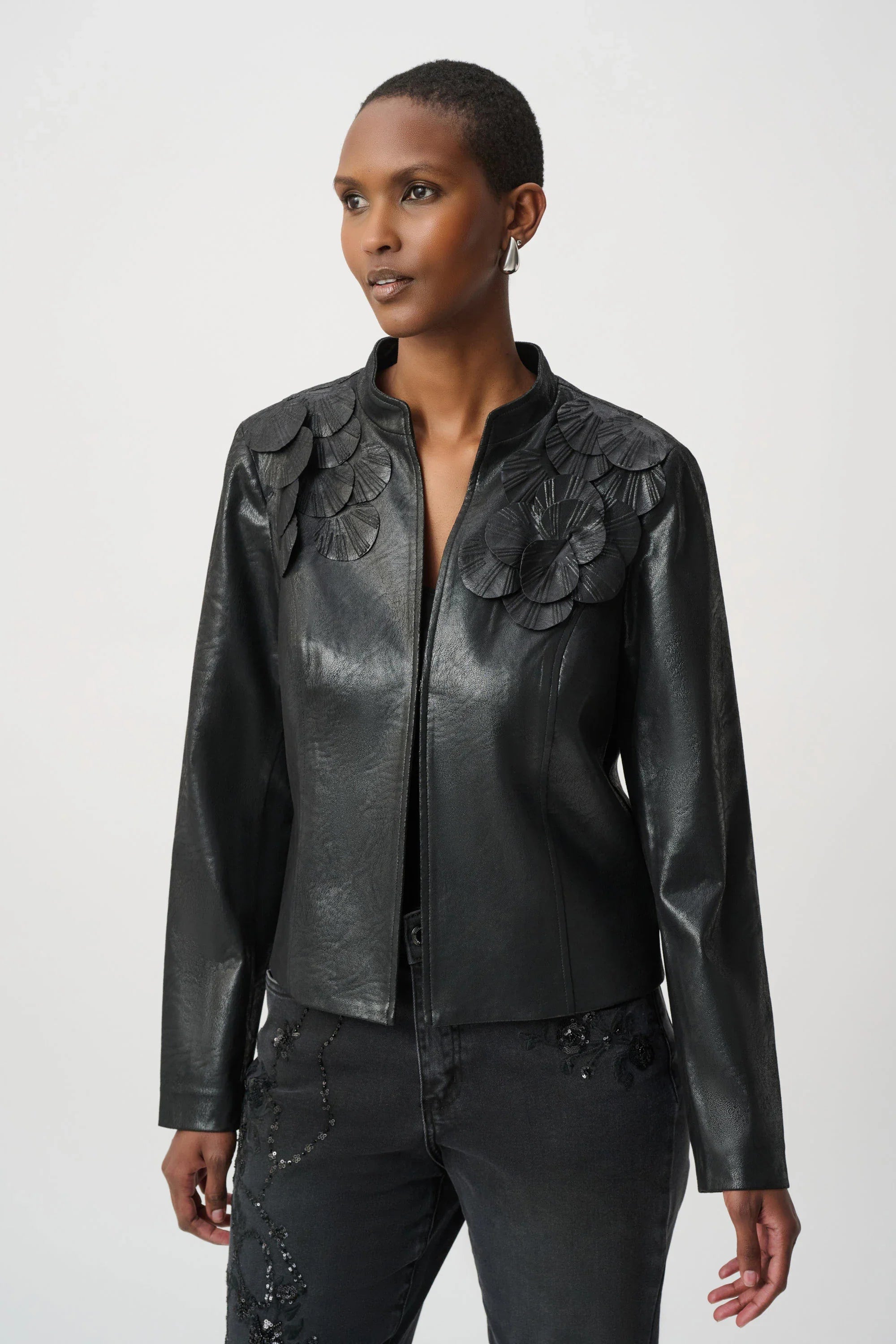 Joseph Ribkoff Embellished Foiled Suede Jacket - Style 264906