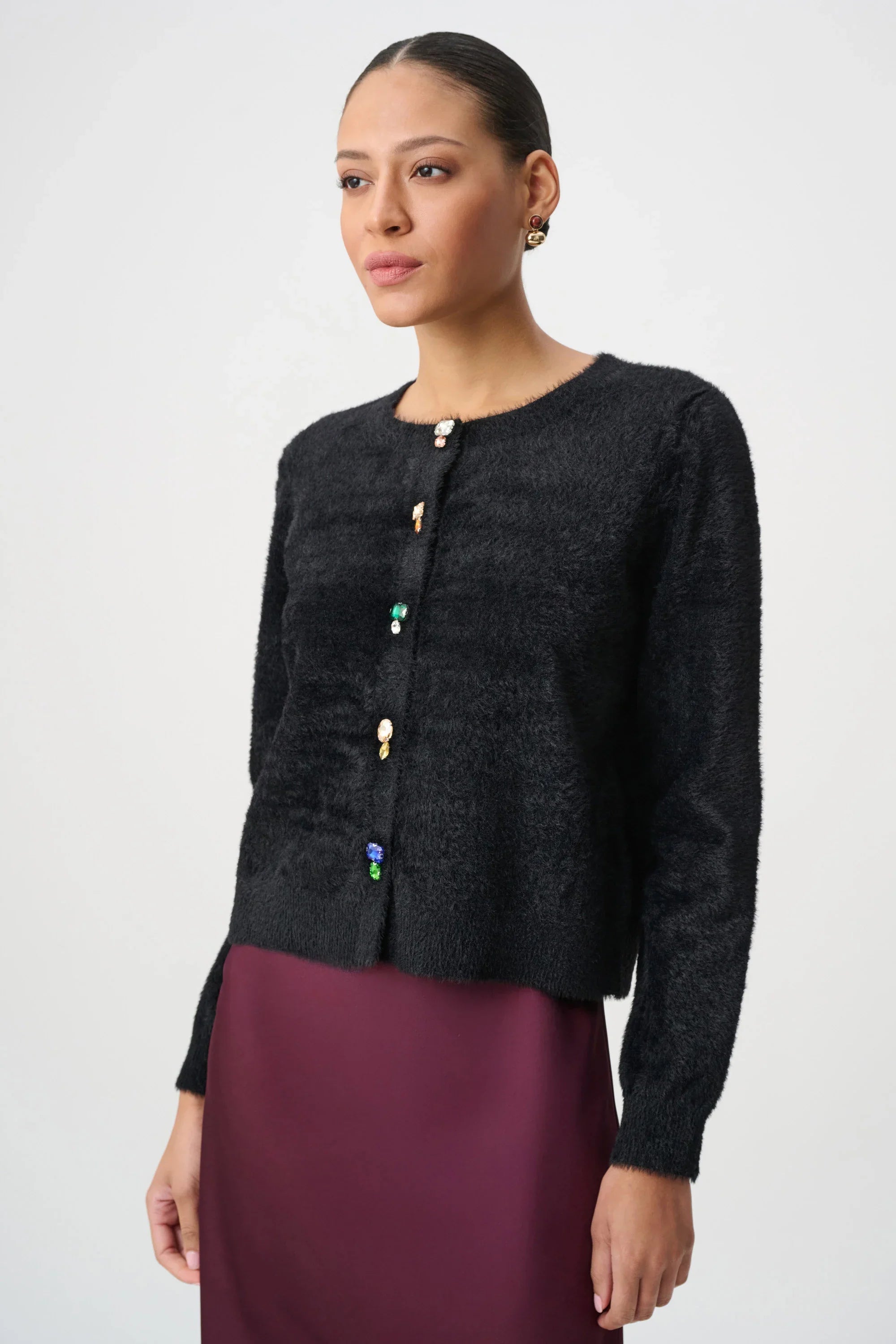 Joseph Ribkoff Bejeweled Crewneck Cardigan - Style 264924