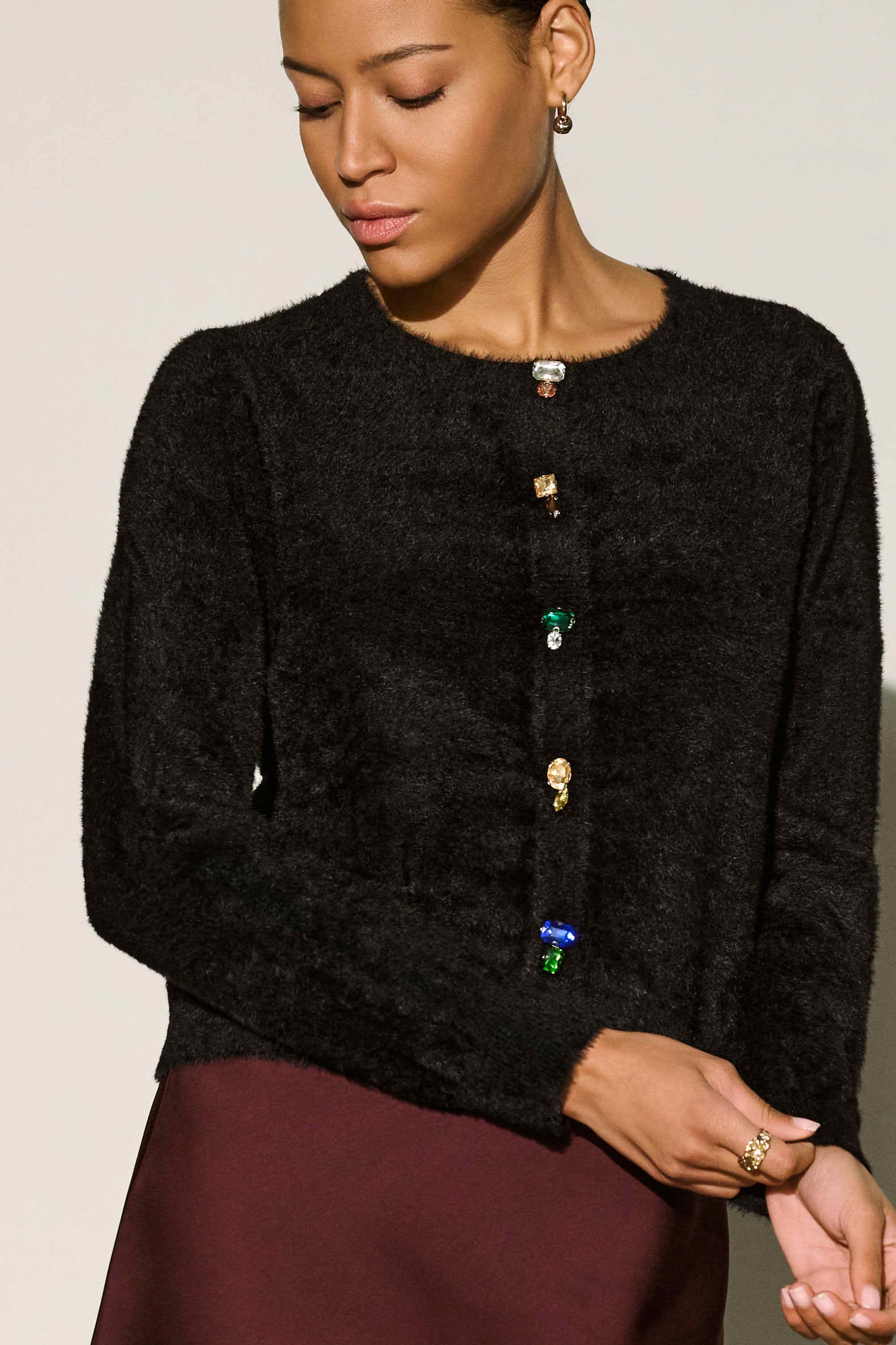 Joseph Ribkoff Bejeweled Crewneck Cardigan - Style 264924