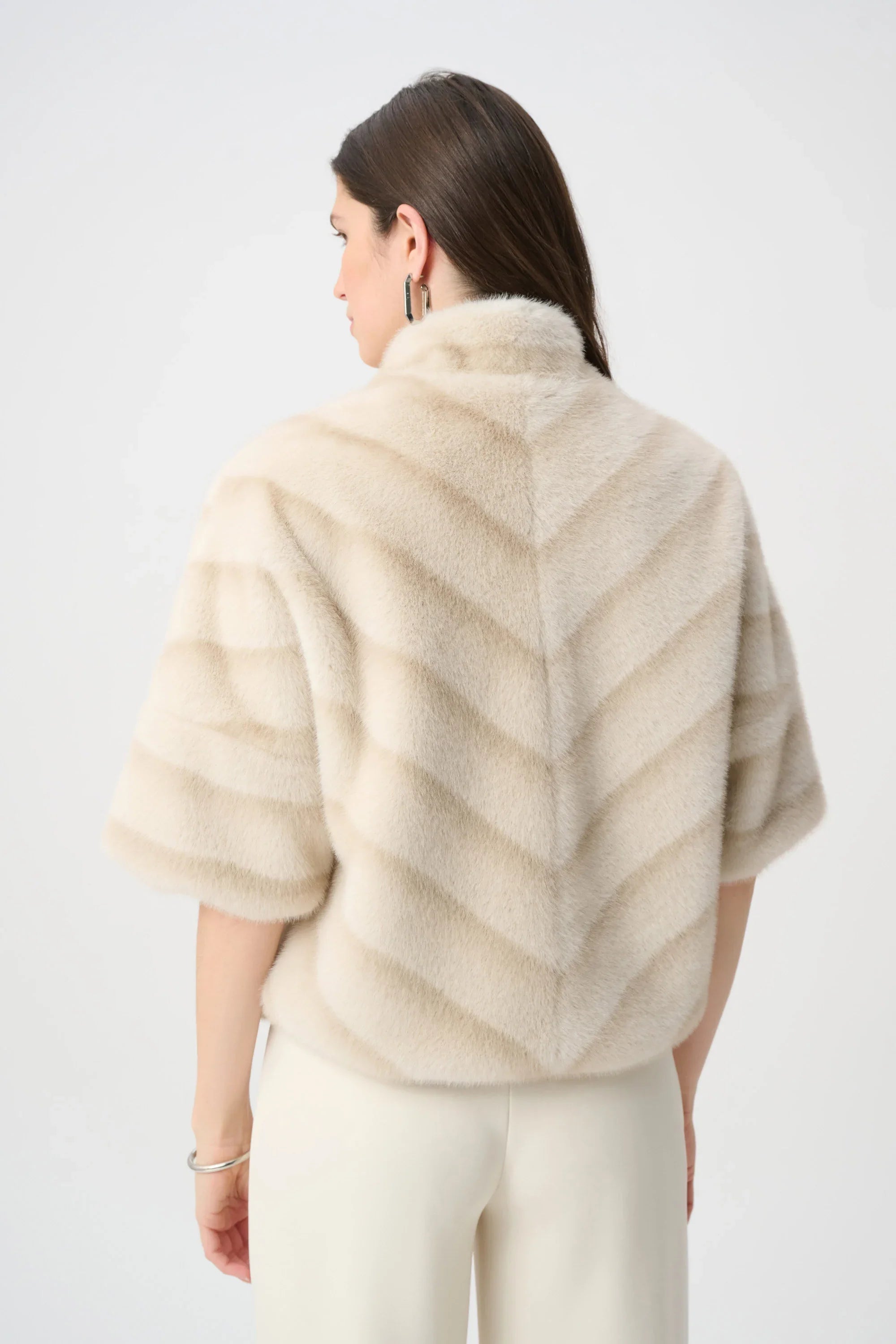 Joseph Ribkoff Chevron Faux Fur Jacket - Style 264946