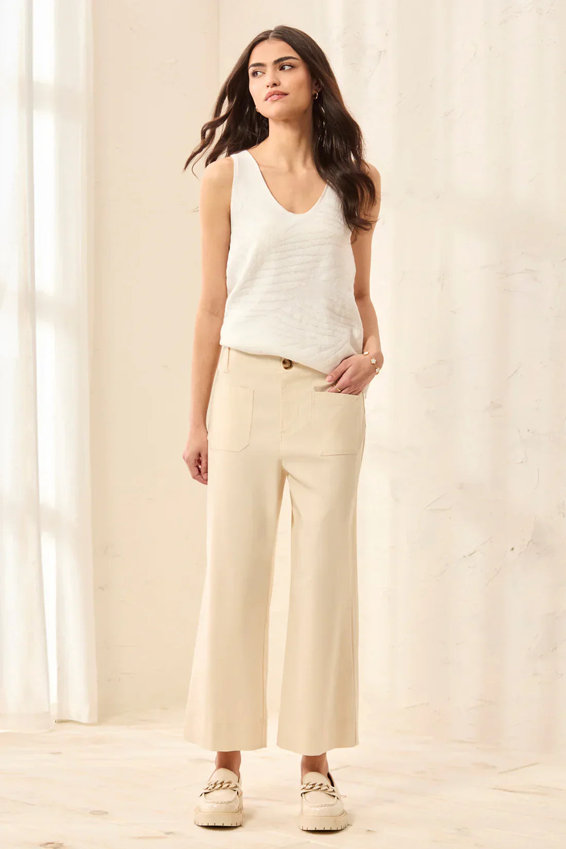 Wide-Leg Pull-On Ankle Pants