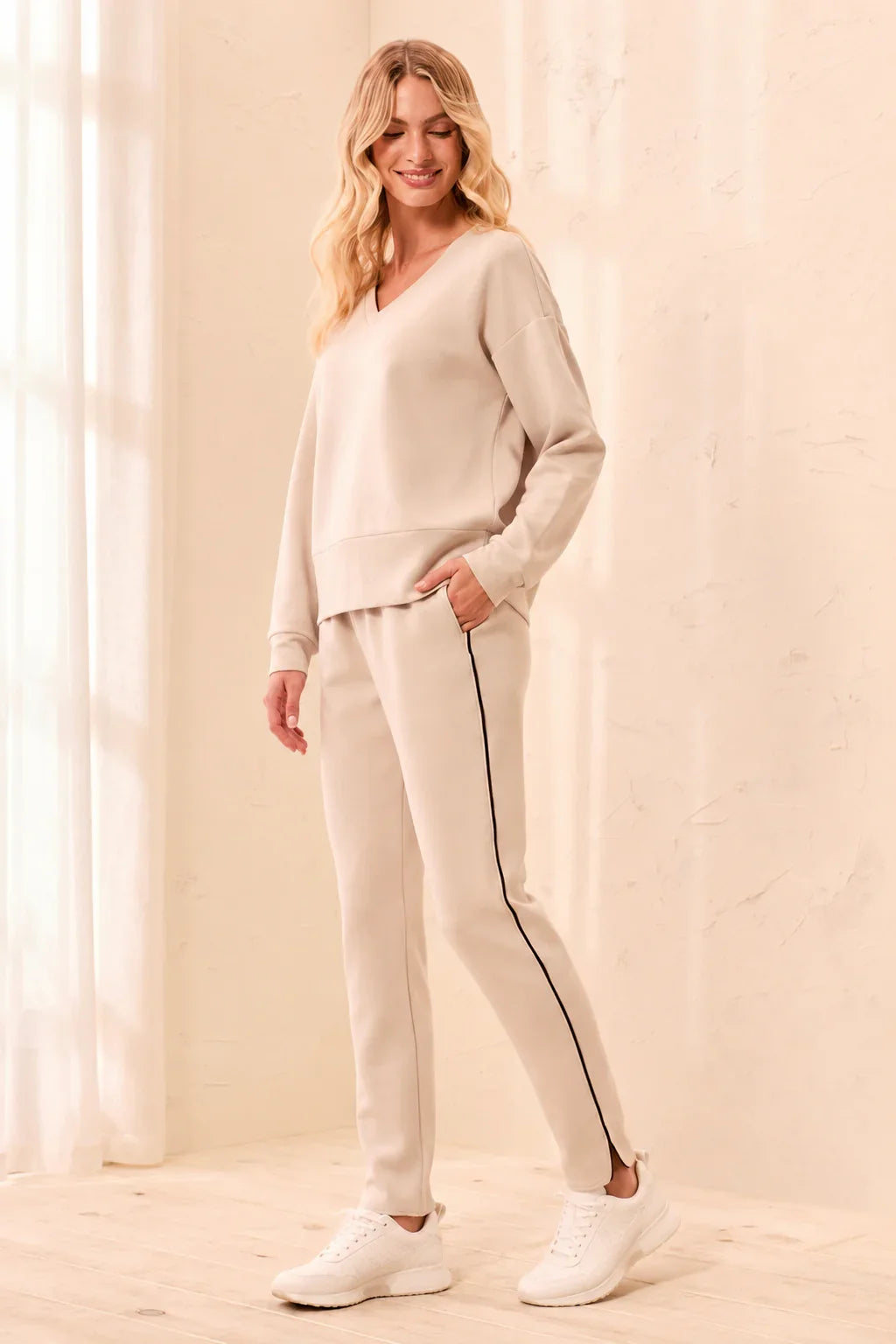 Tribal Jogger Pants With Contrast Piping - Style 3147O-3390
