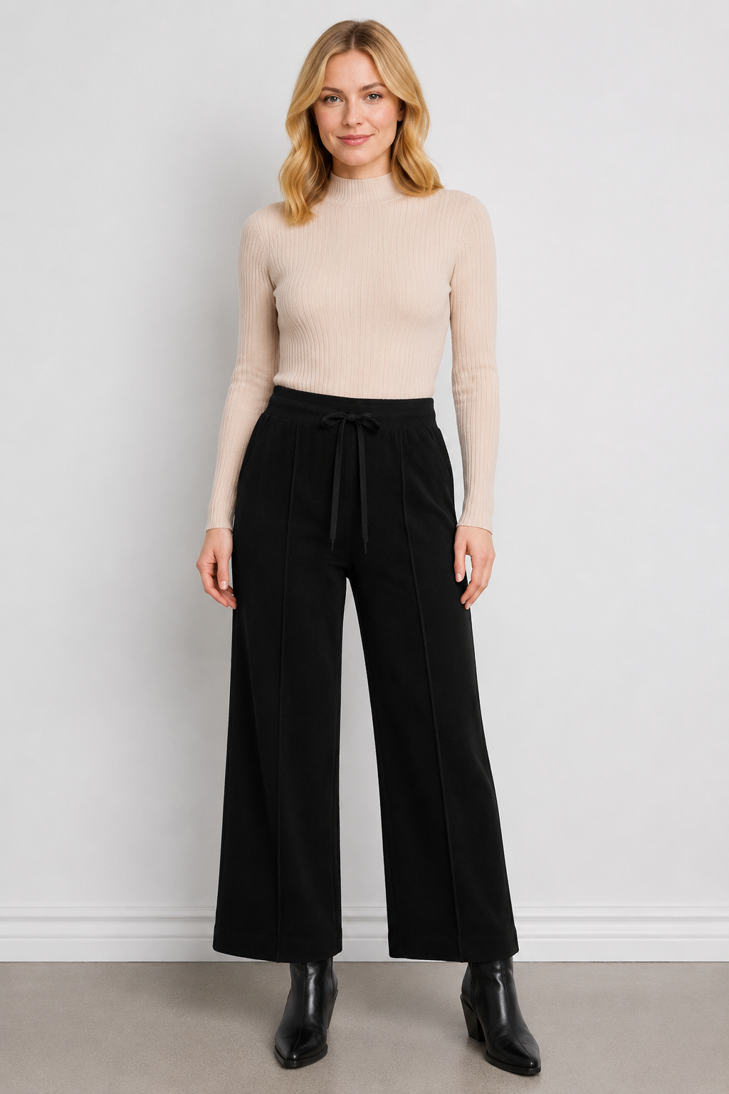 Eternelle Wide Leg Front Seam Pant - Style 4-FW26110-9