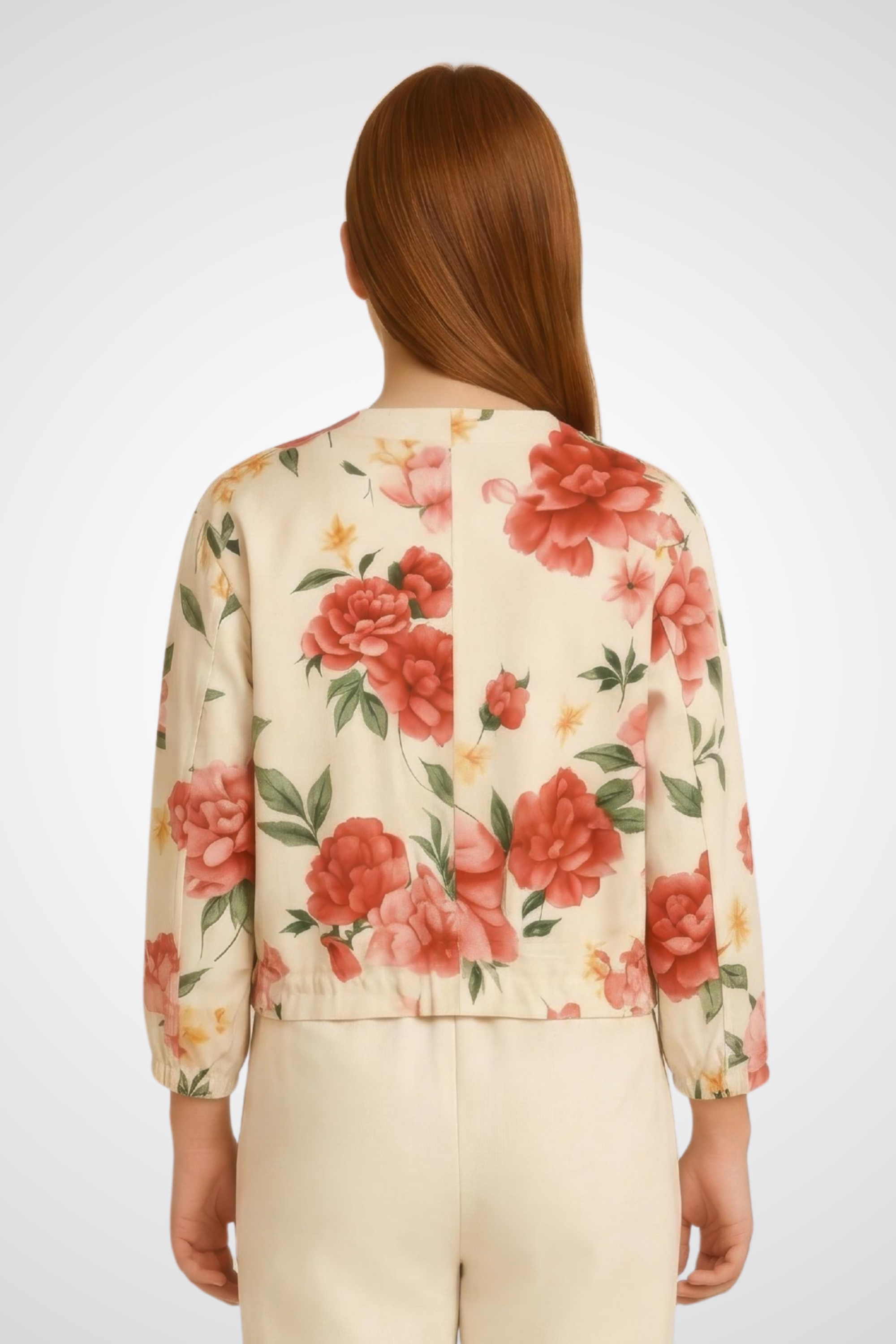 Floral Linen Zip-Front Top