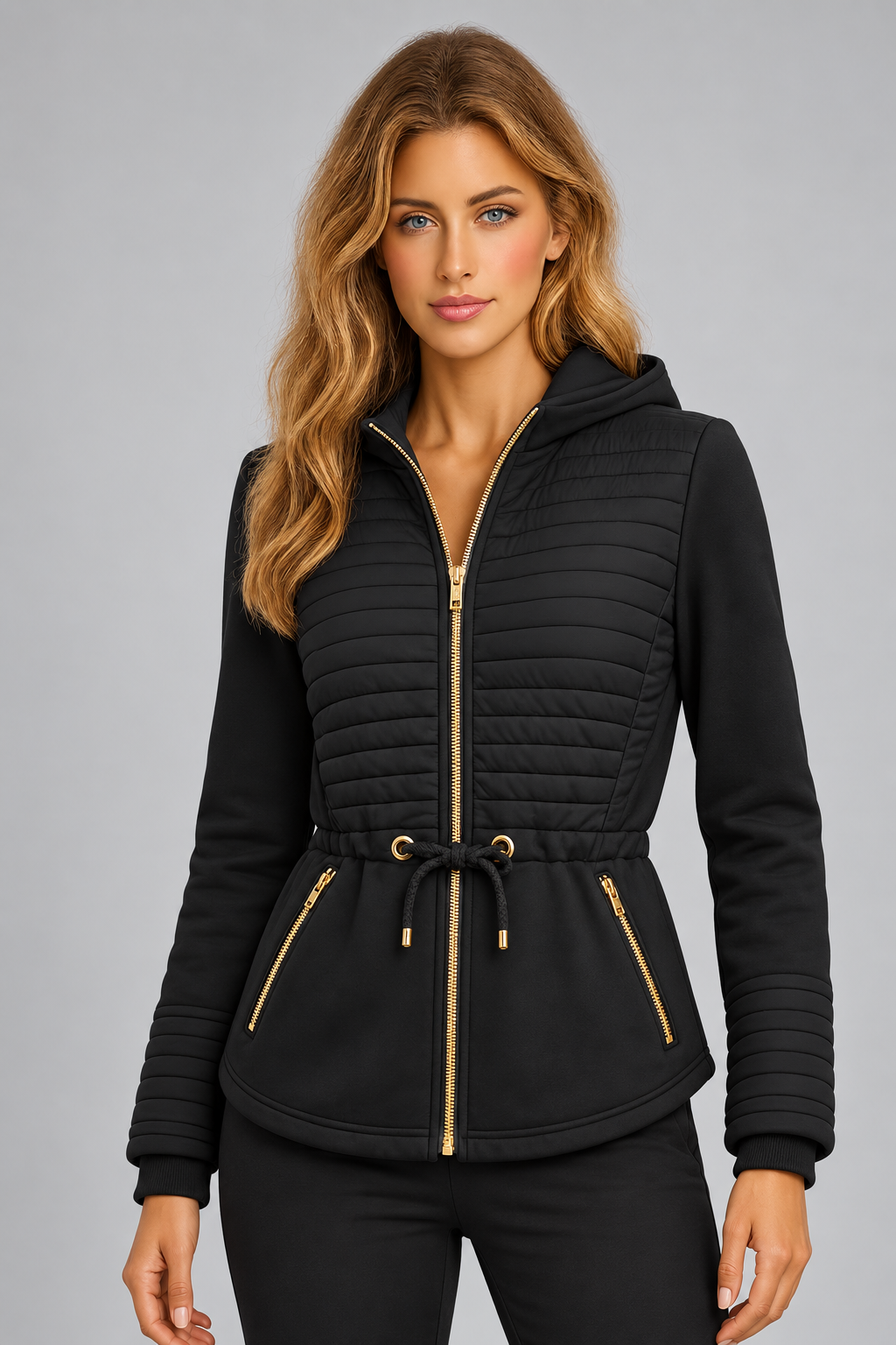 Orly Quilted Jacket With Drawstring Waist - Style 262207S