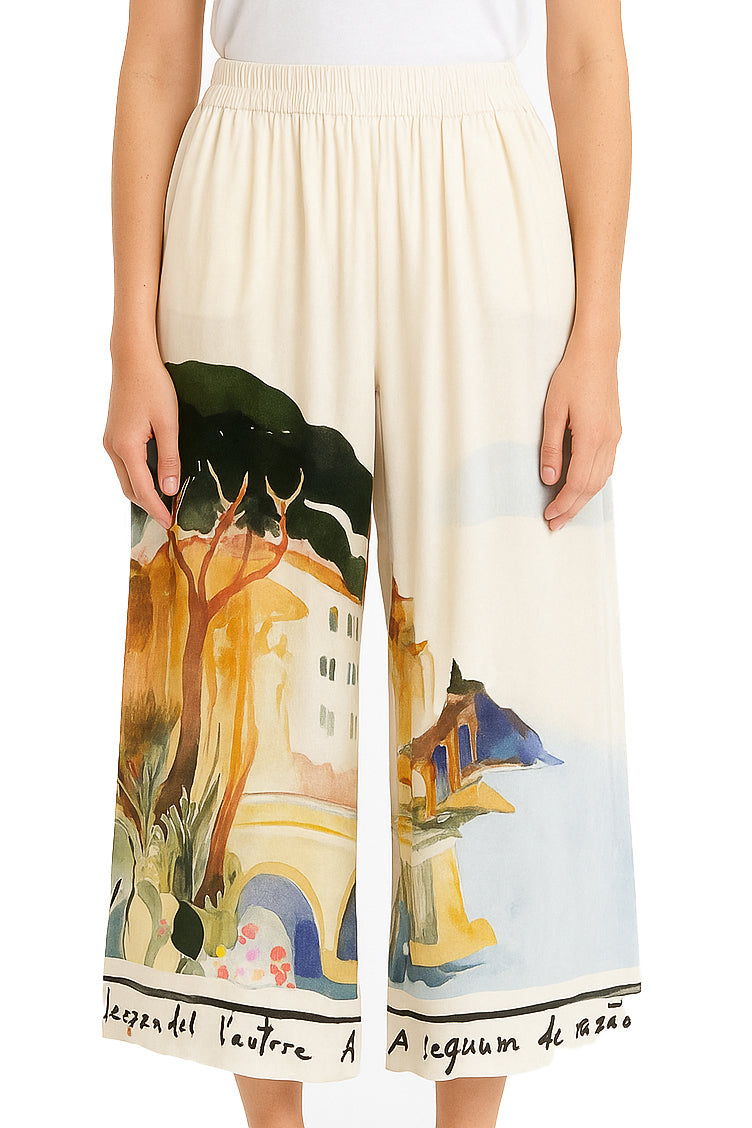 Wide-Leg Beige Pant