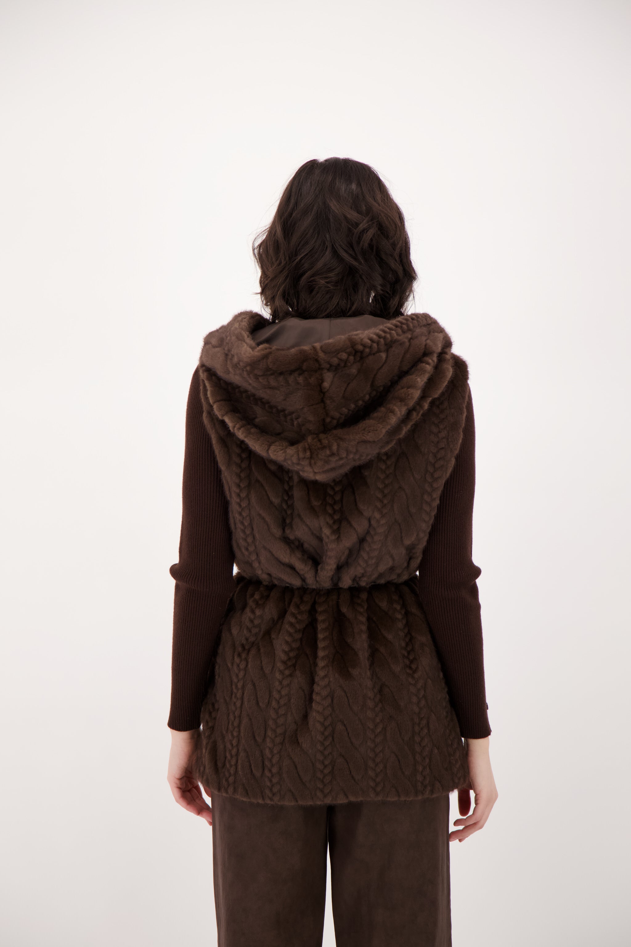 Spanner Hooded Vest With Leather Tie - Style 526815T