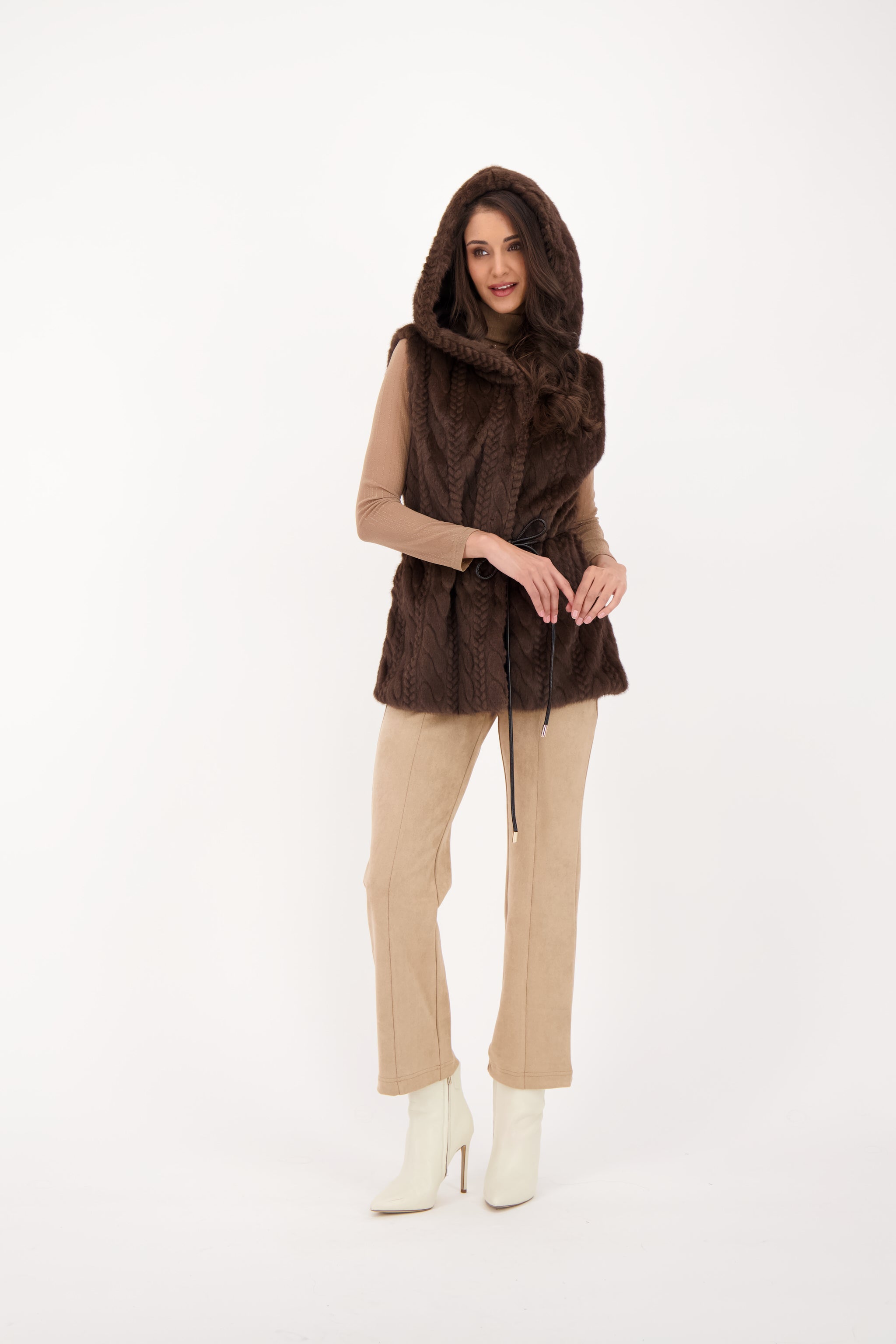 Spanner Hooded Vest With Leather Tie - Style 526815T