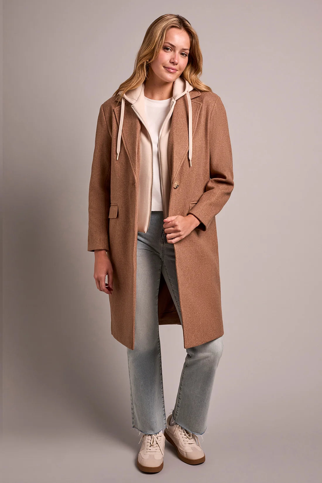 Tribal Trench Coat With Fooler Hoodie - Style 5942O-5369