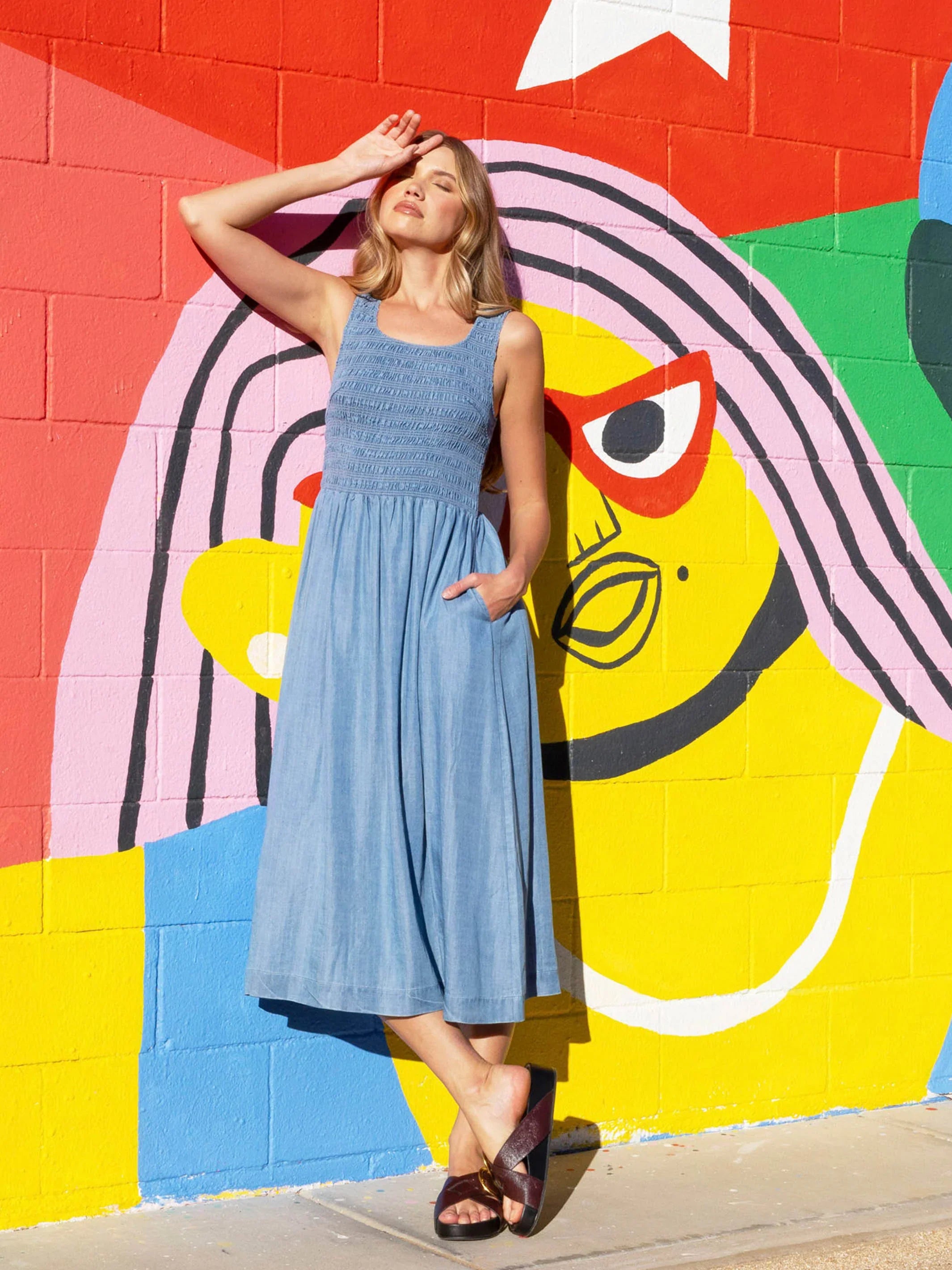 Sleeveless Smocked Maxi Dress