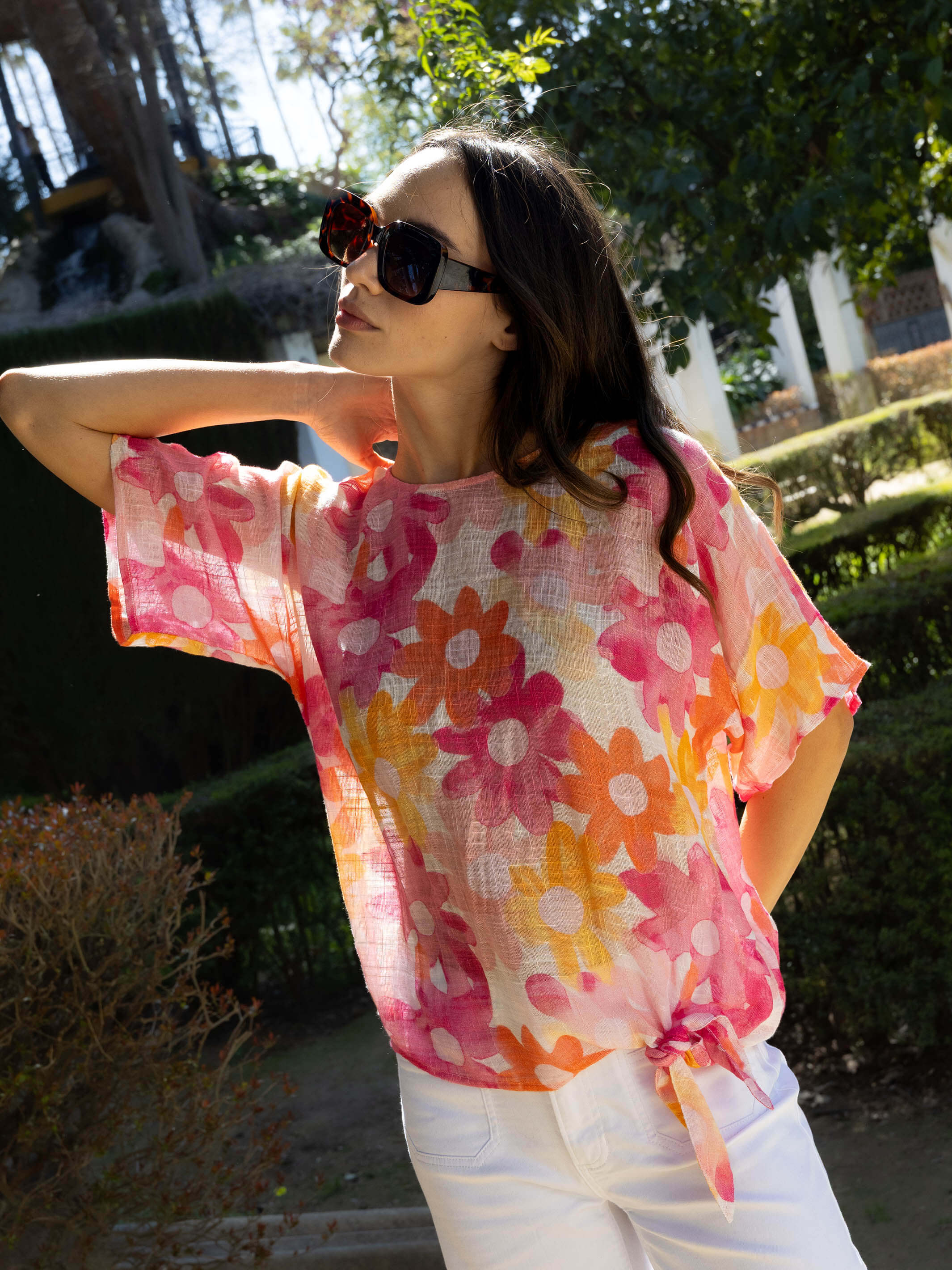 Printed Gauze Dolman Blouse