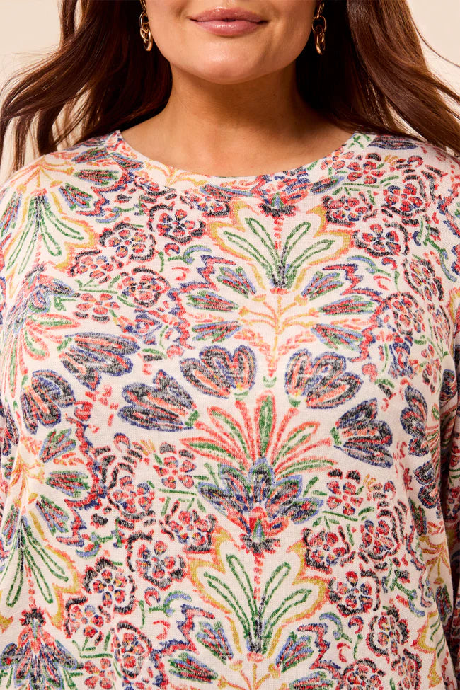 3/4 Sleeve Crew Neck Top