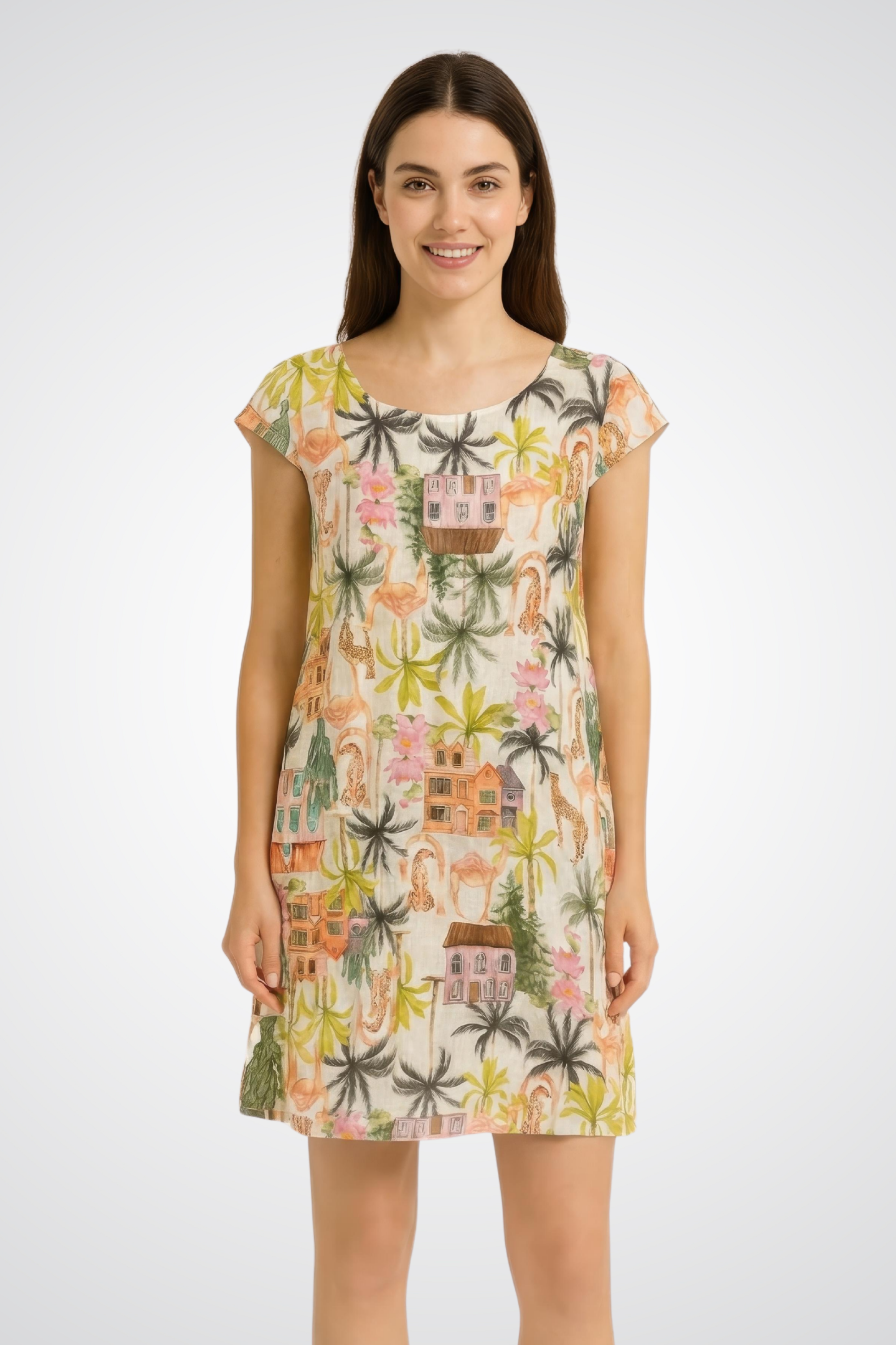Tropical Short-Sleeve Dress