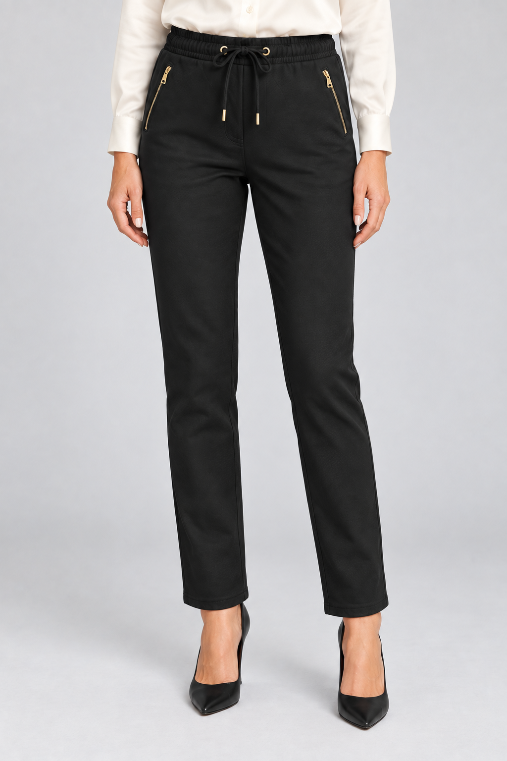 Orly Drawstrng Waist Pant With Zipper - Style 262206