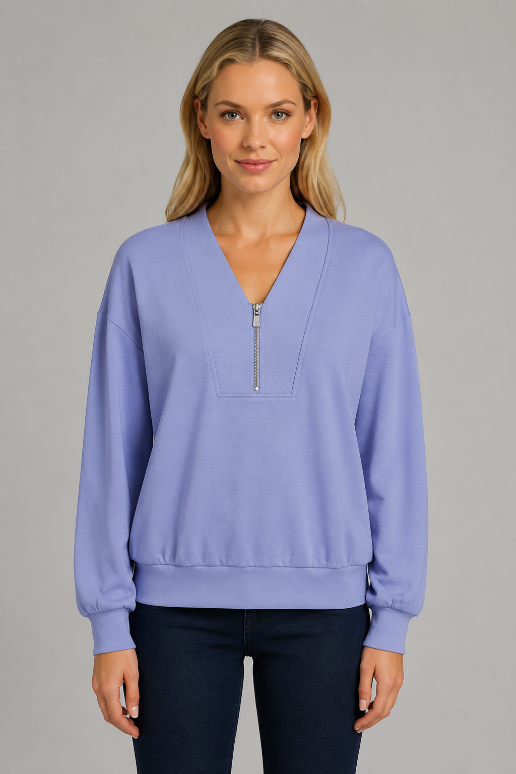 Soya Concepts V-Neck Zip-Front Top - Style 5F27855T