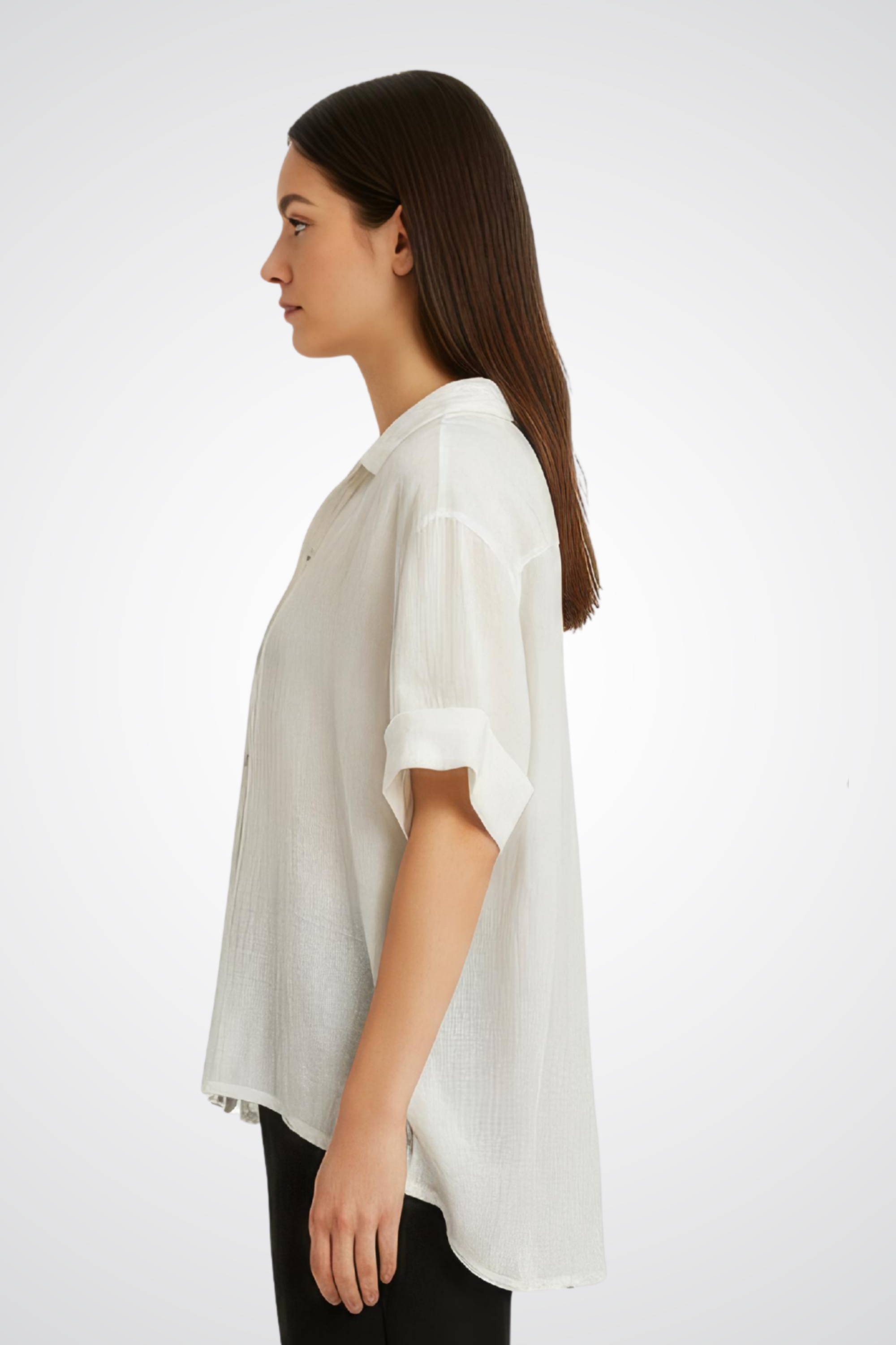 Short-Sleeve Button-Front Top
