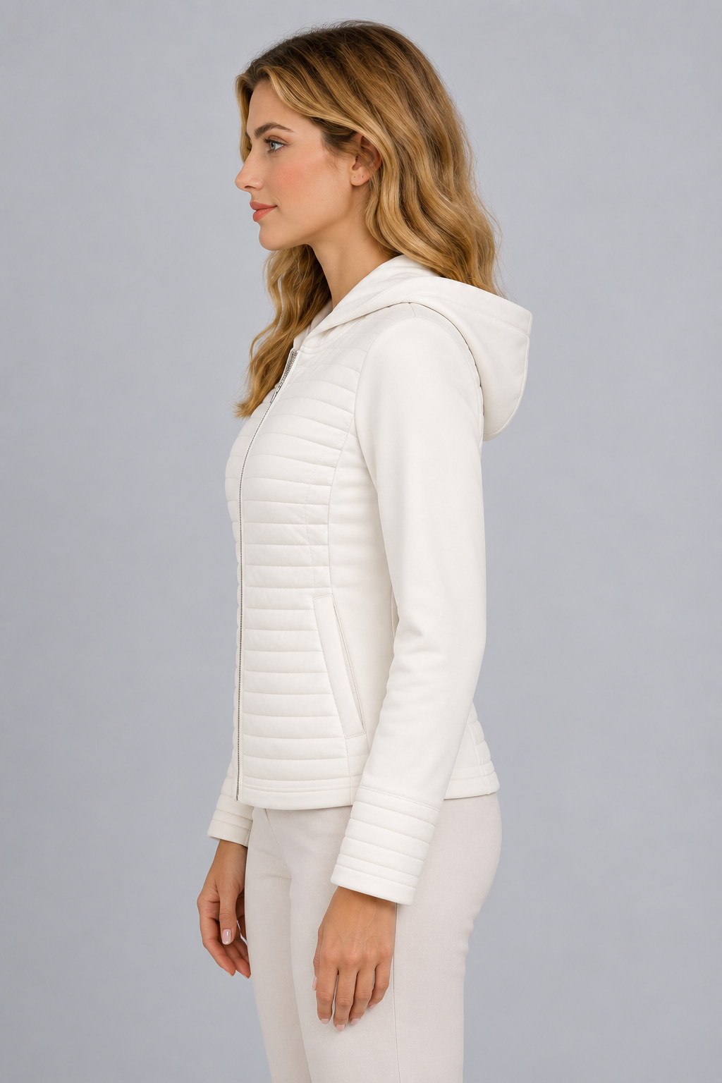 Orly Quilted Zip-Front Hoodie - Style 262210