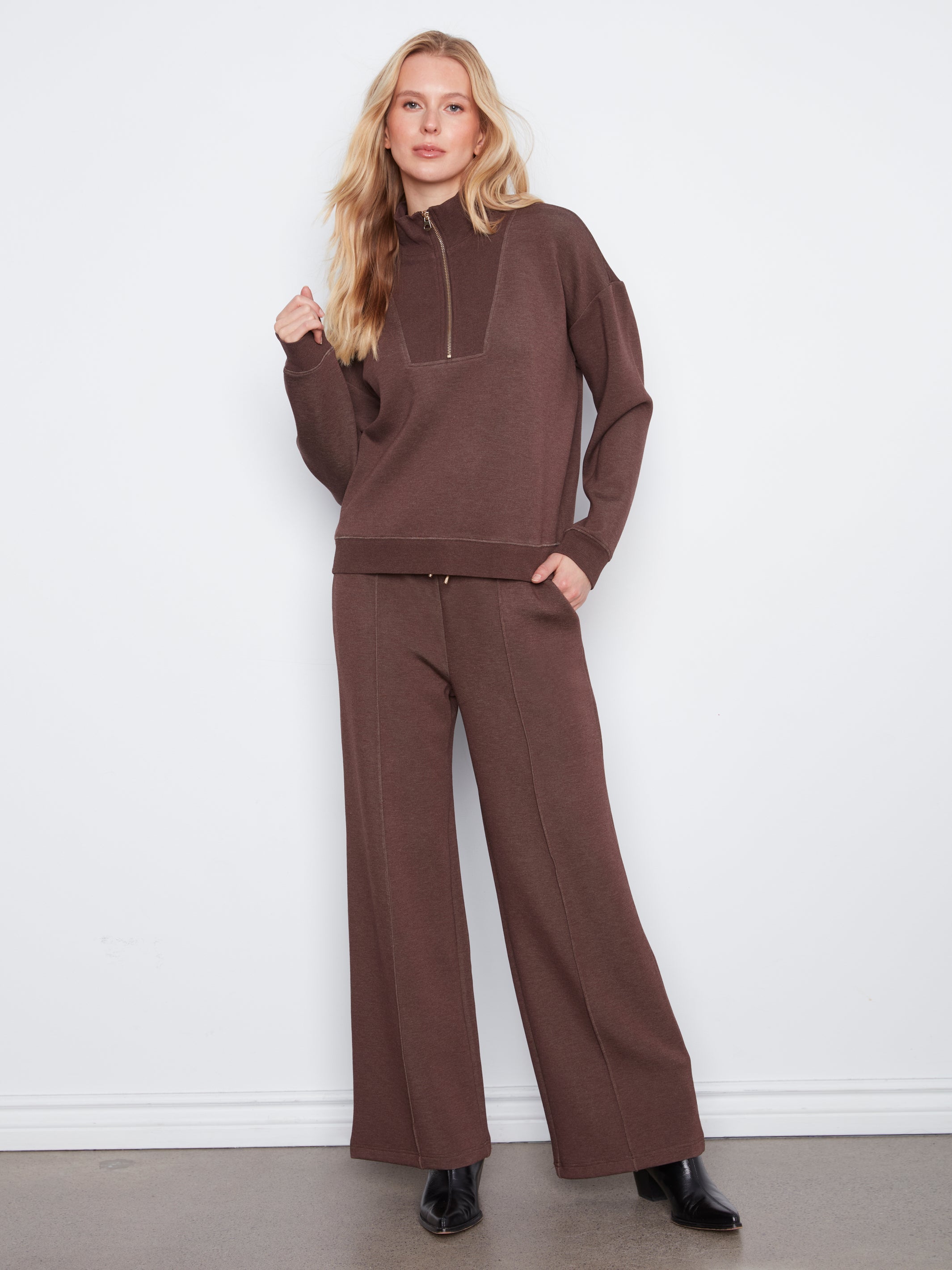 Half-Zip High Collar Sweatshirt