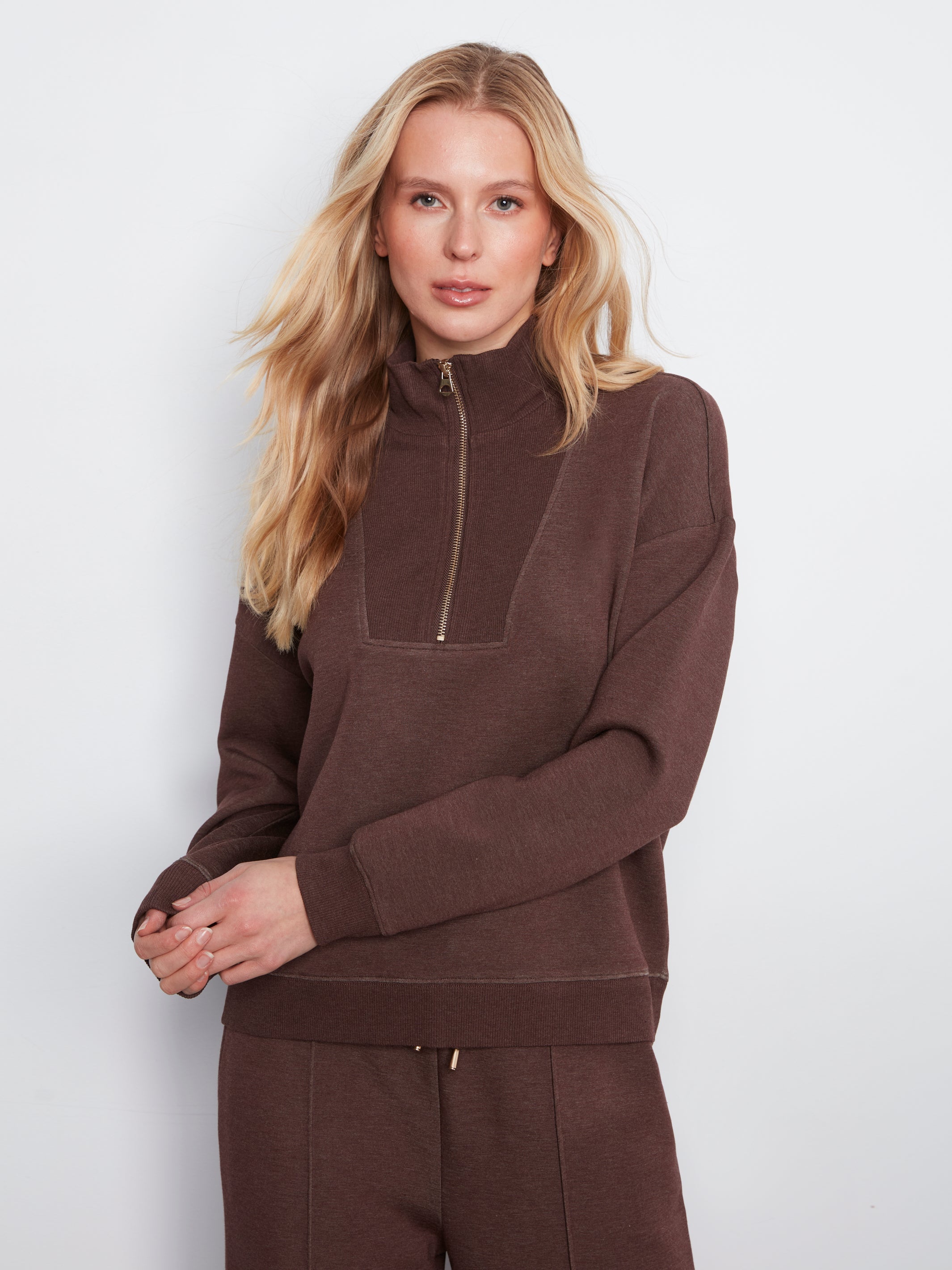 Half-Zip High Collar Sweatshirt