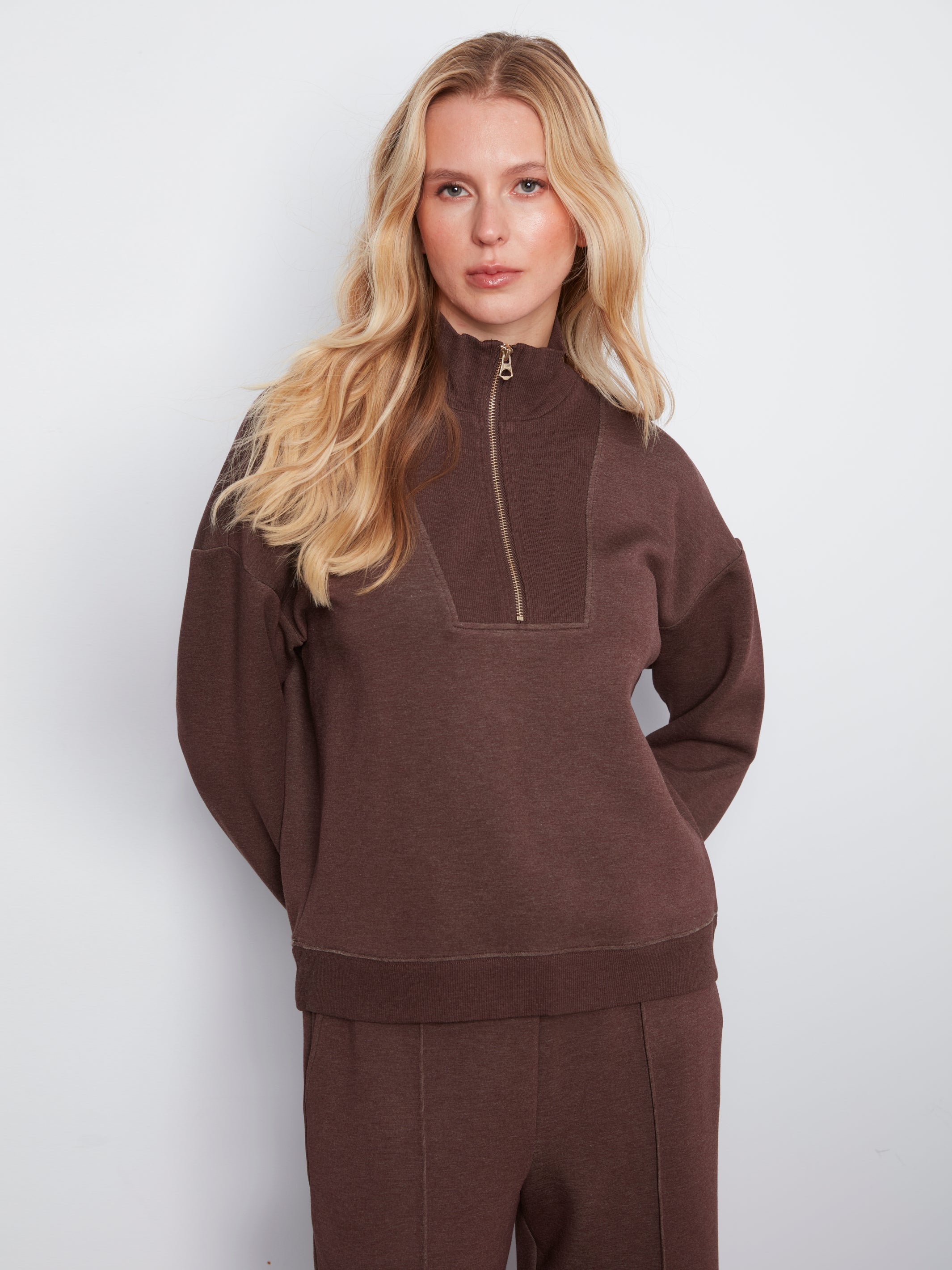 Charlie B Half-Zip High Collar Sweatshirt - Style C1454-825C