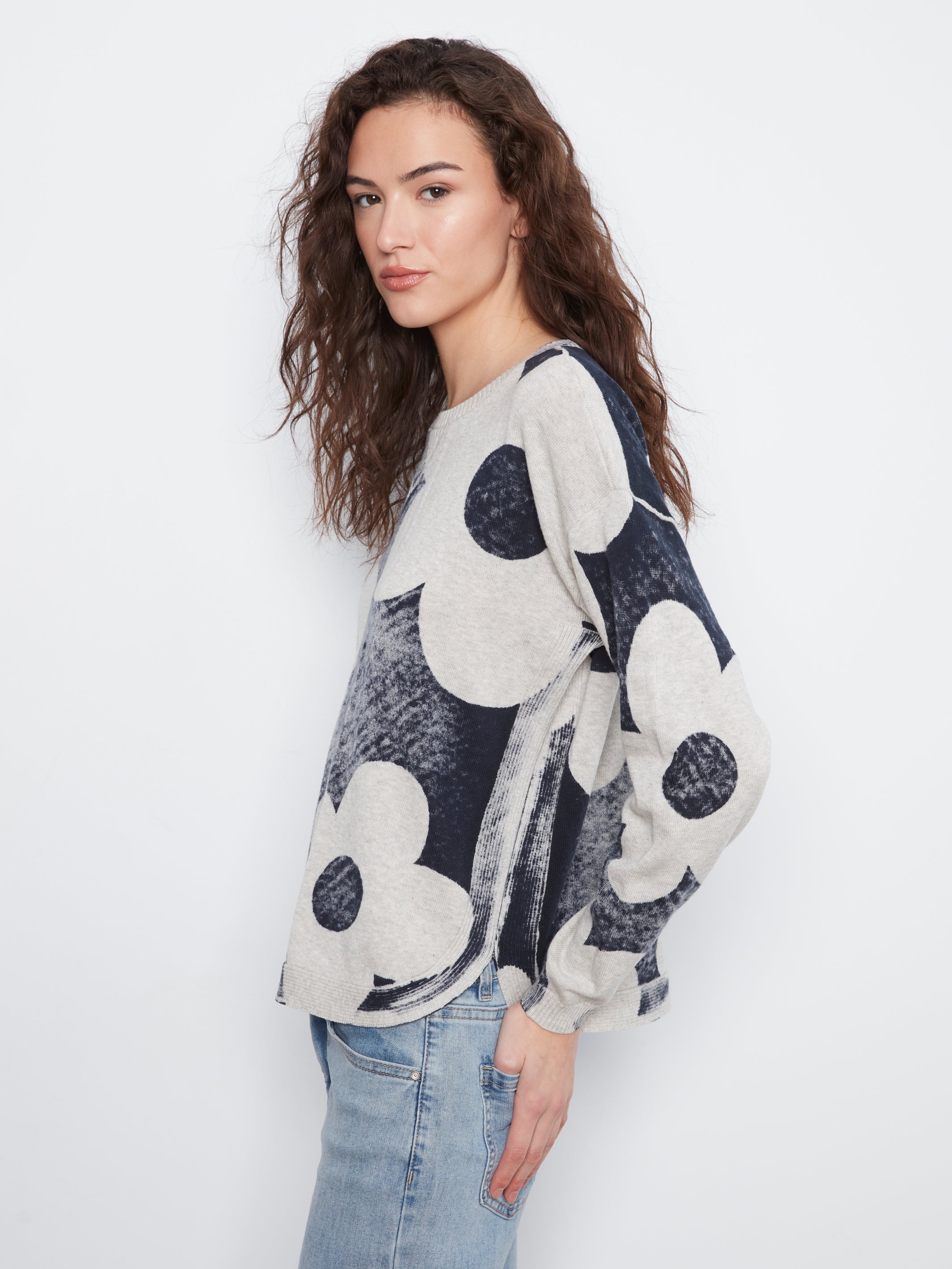 Charlie B. Rounded Hem Printed Top Style C2010P-261B