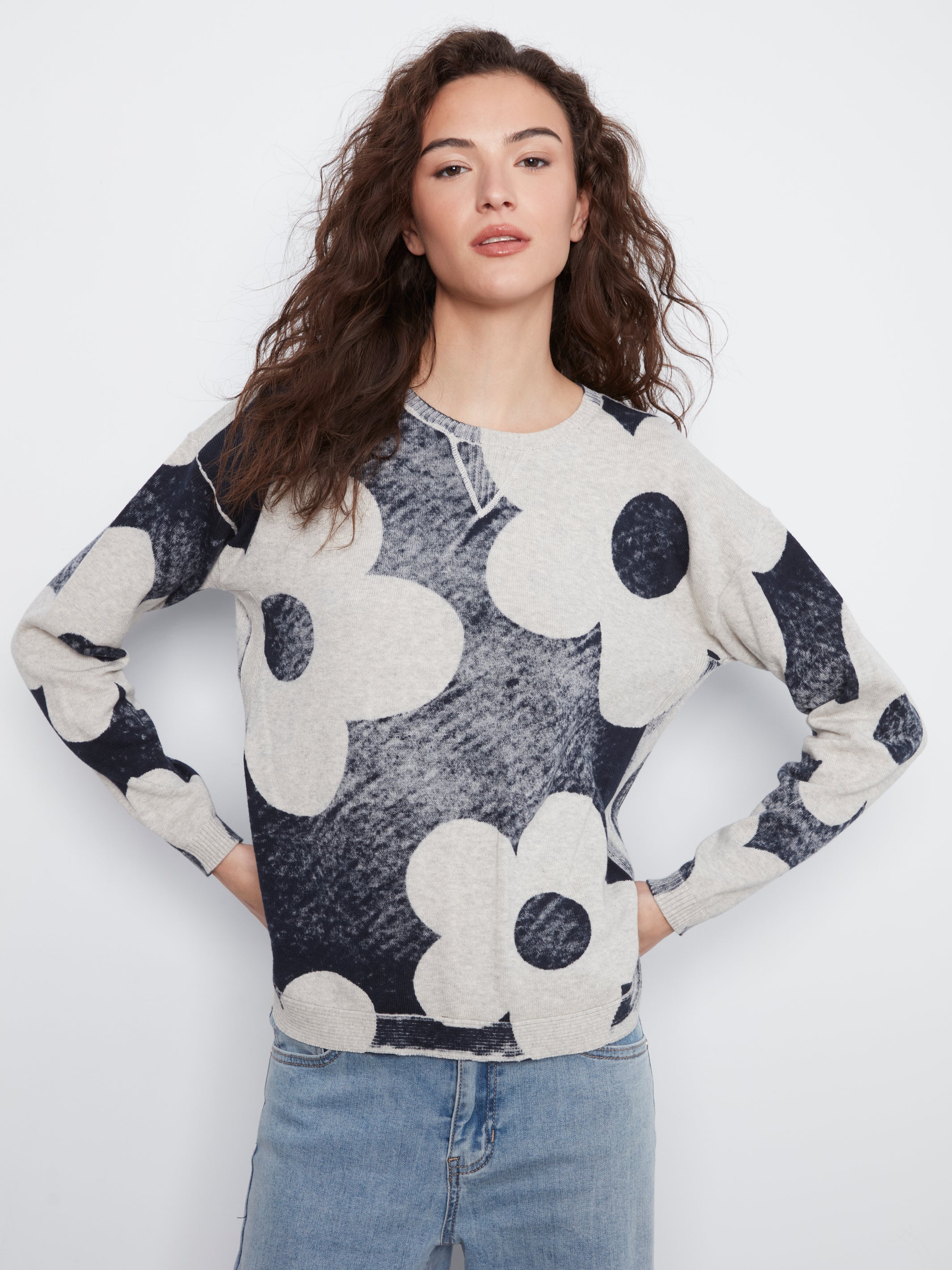 Charlie B. Rounded Hem Printed Top Style C2010P-261B