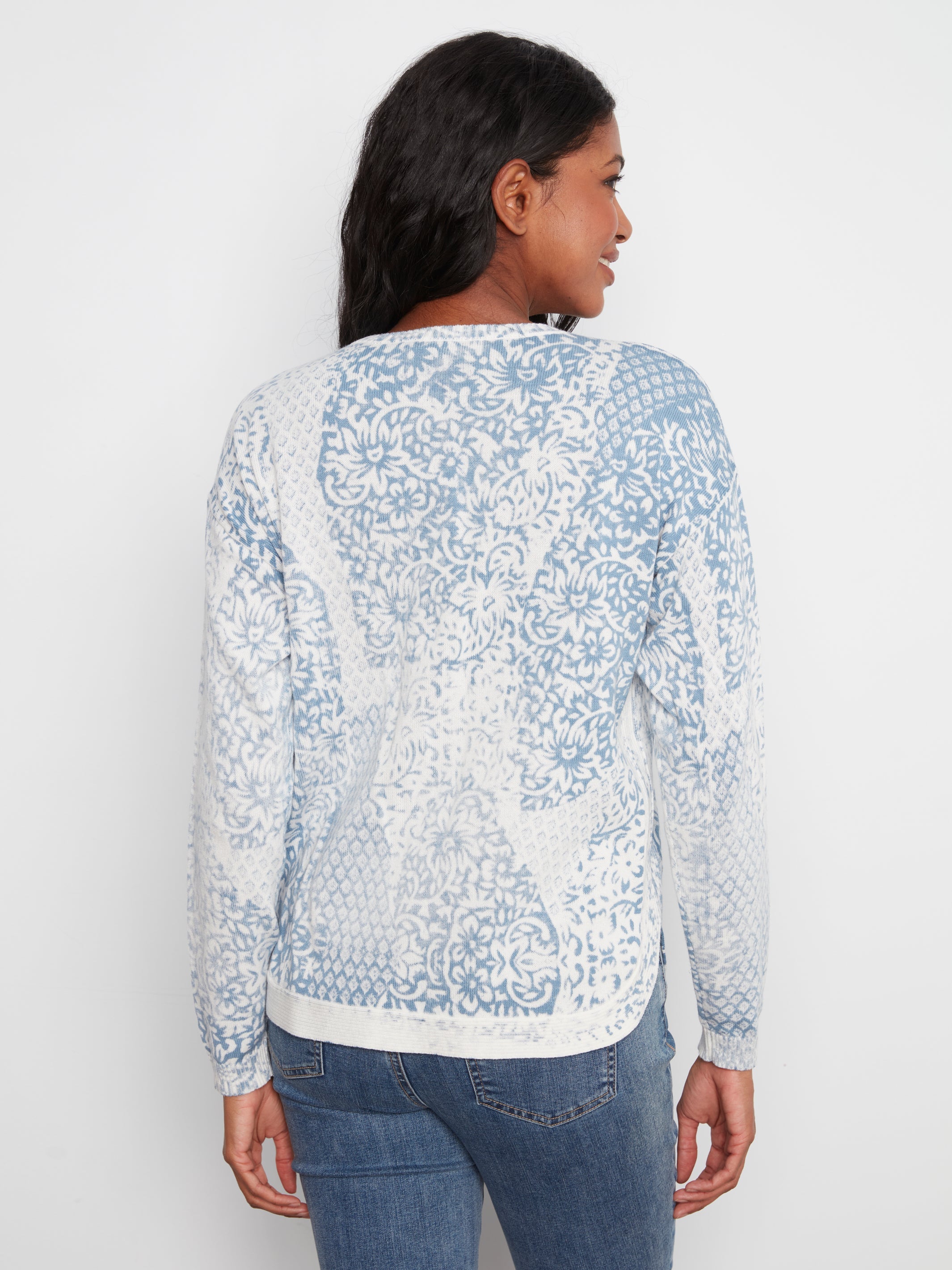 Charlie B. Rounded Hem Printed Top - Style C2010P-261B