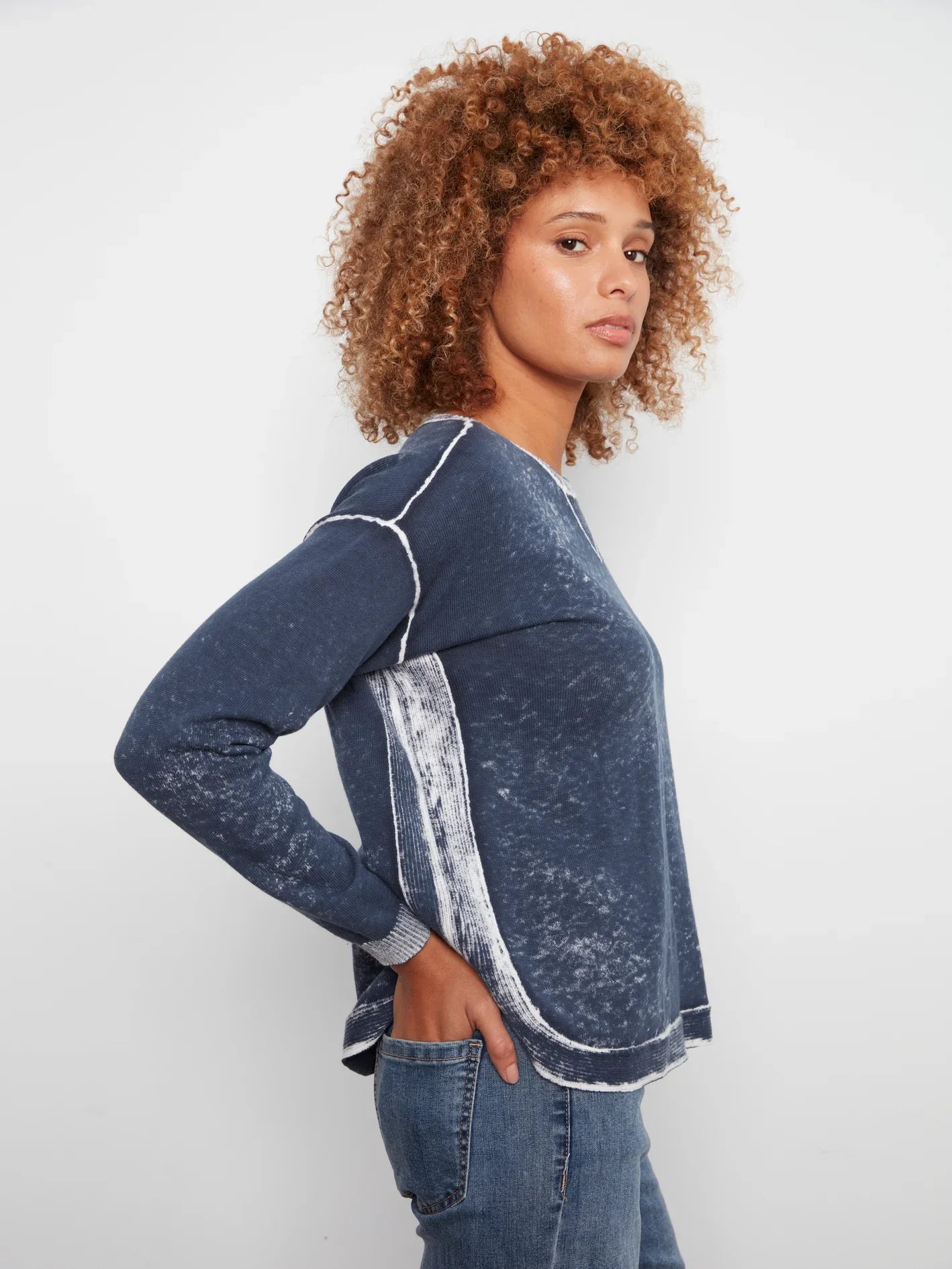 Charlie B Long Sleeve Printed on Reverse Sweater - Style C2010P-261B