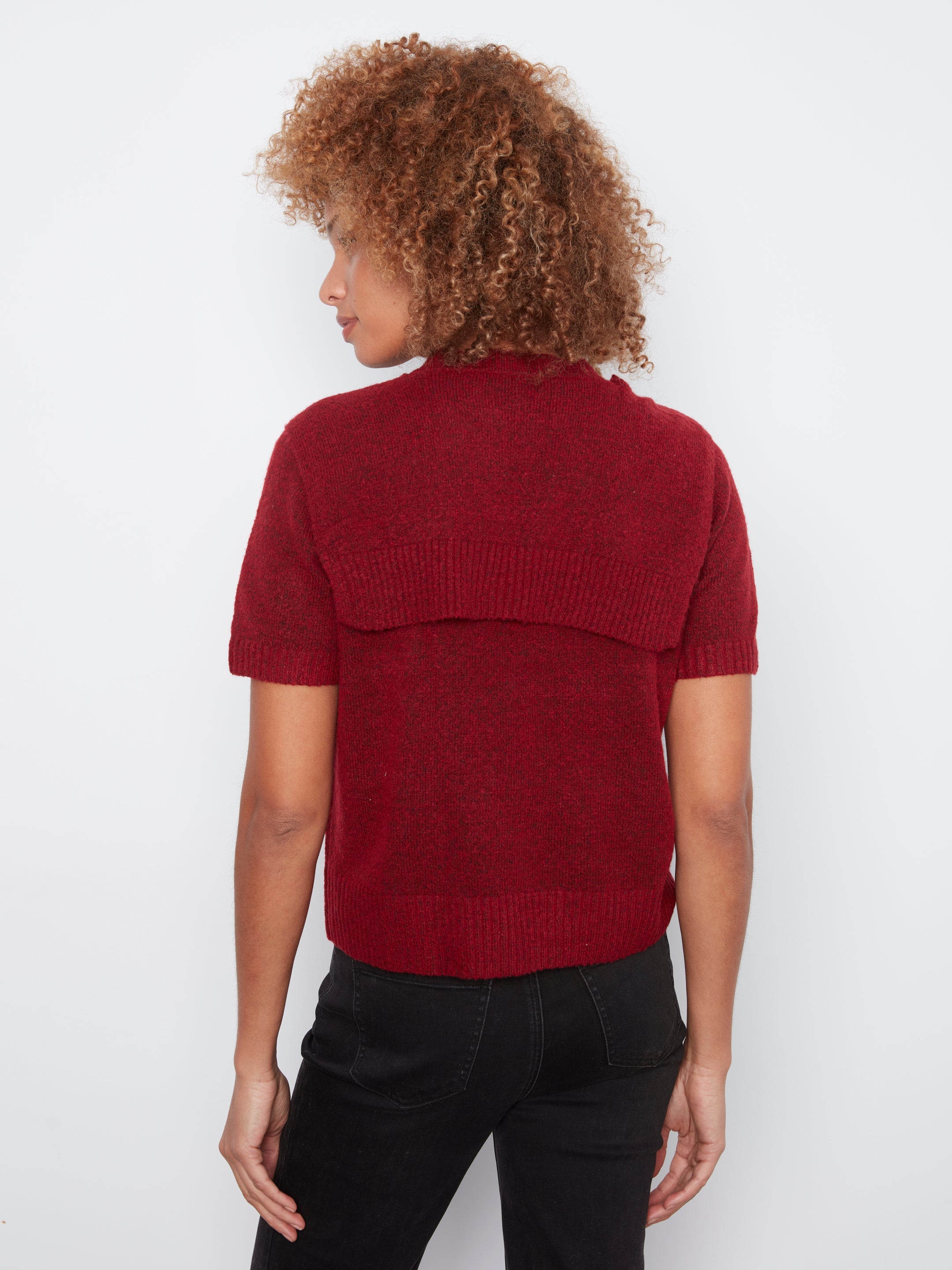 Charlie B Crew Neck Sweater With Front Tie - Style C2069-690C