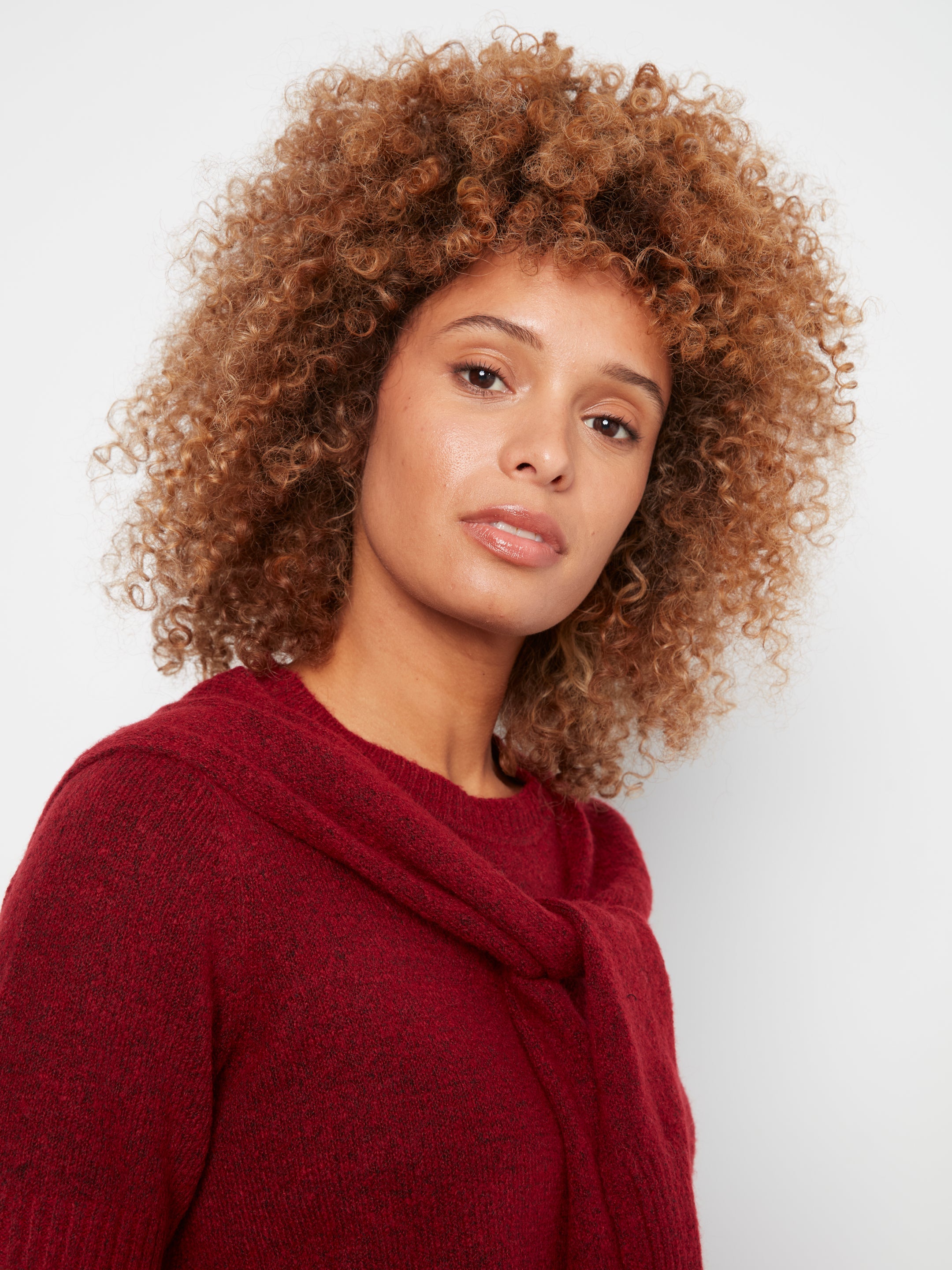 Charlie B Crew Neck Sweater With Front Tie - Style C2069-690C