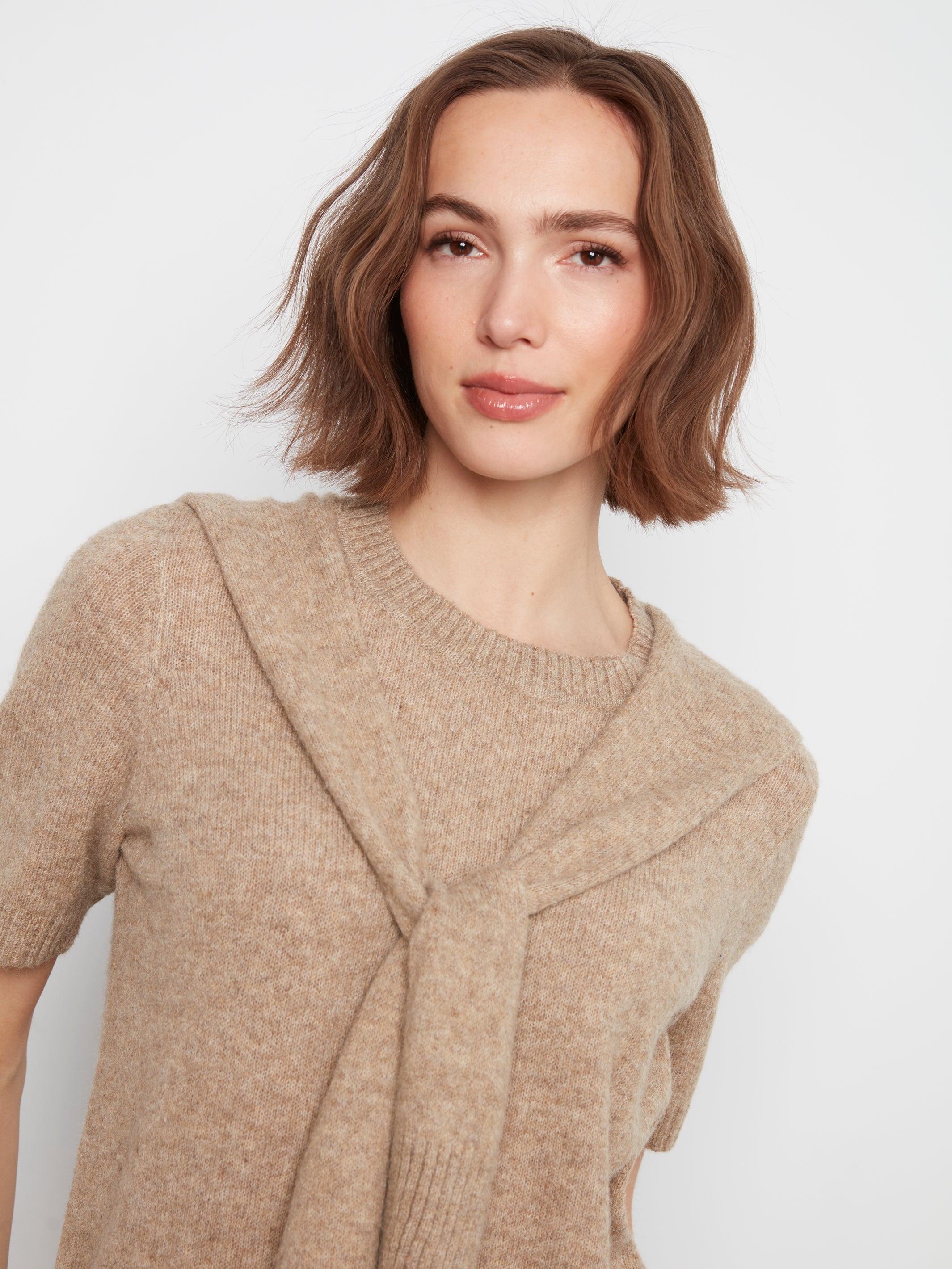 Charlie B Crew Neck Sweater With Front Tie - Style C2069-690C