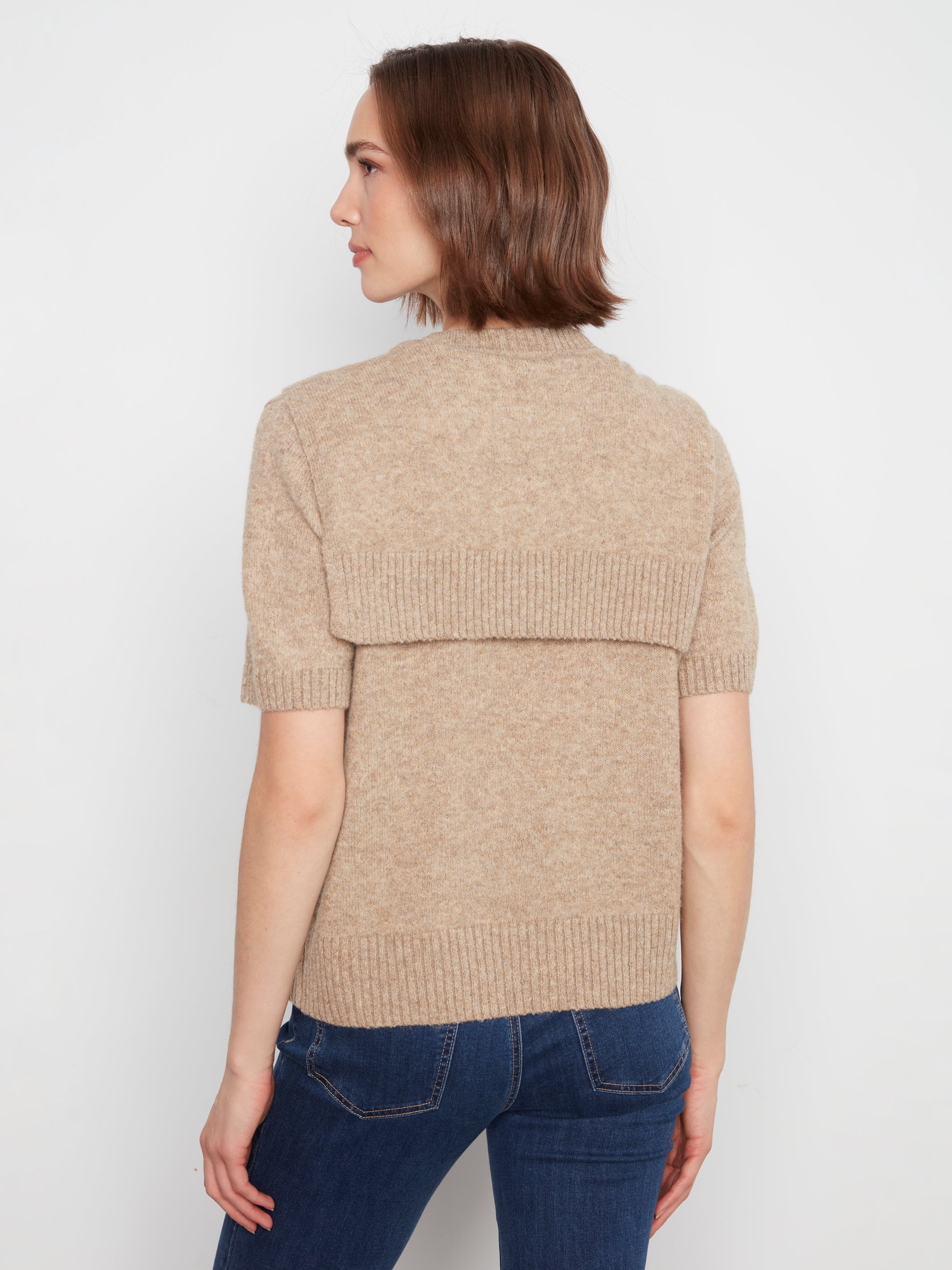 Charlie B Crew Neck Sweater With Front Tie - Style C2069-690C