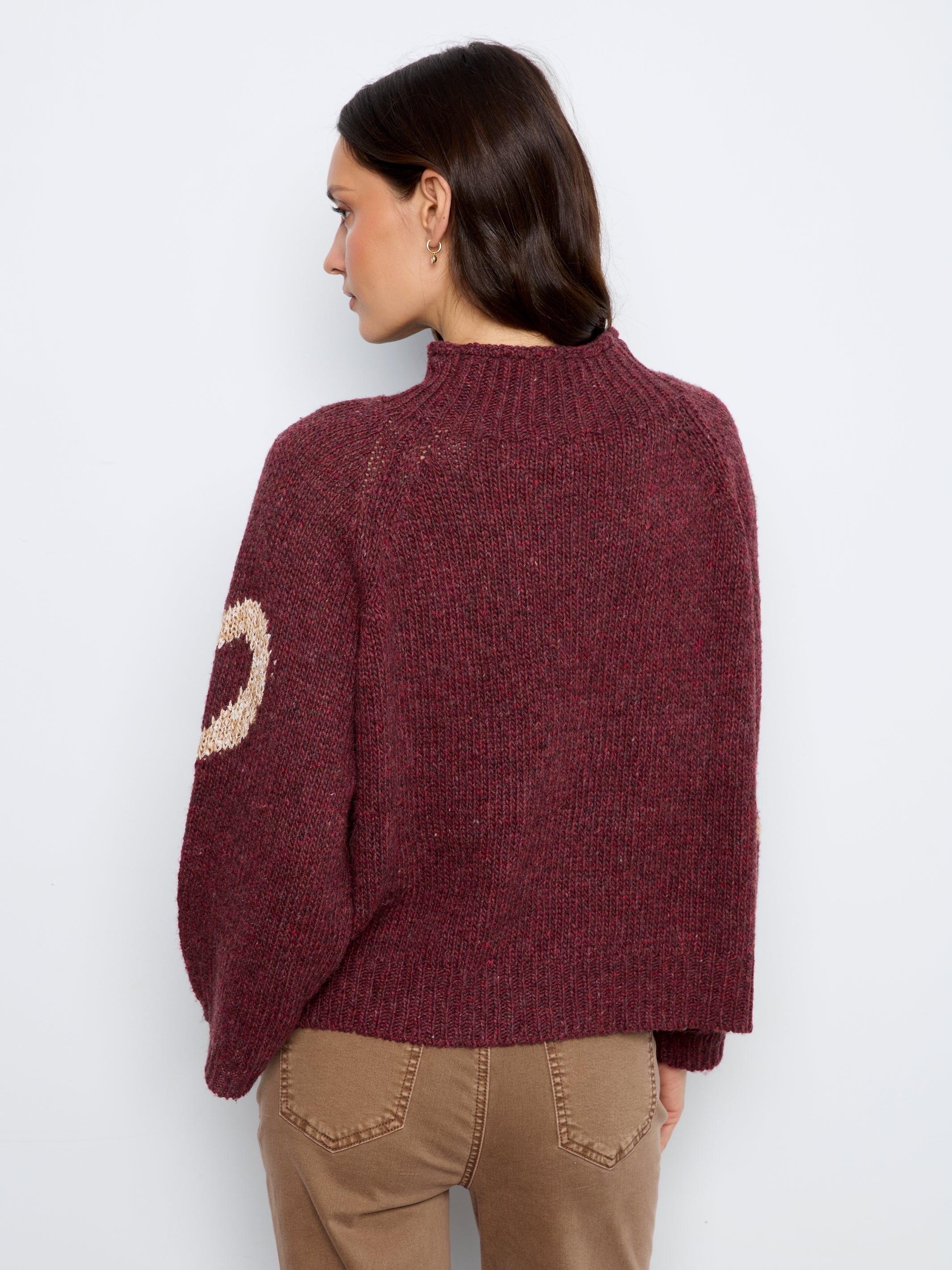 Heart Mock Neck Knit Sweater