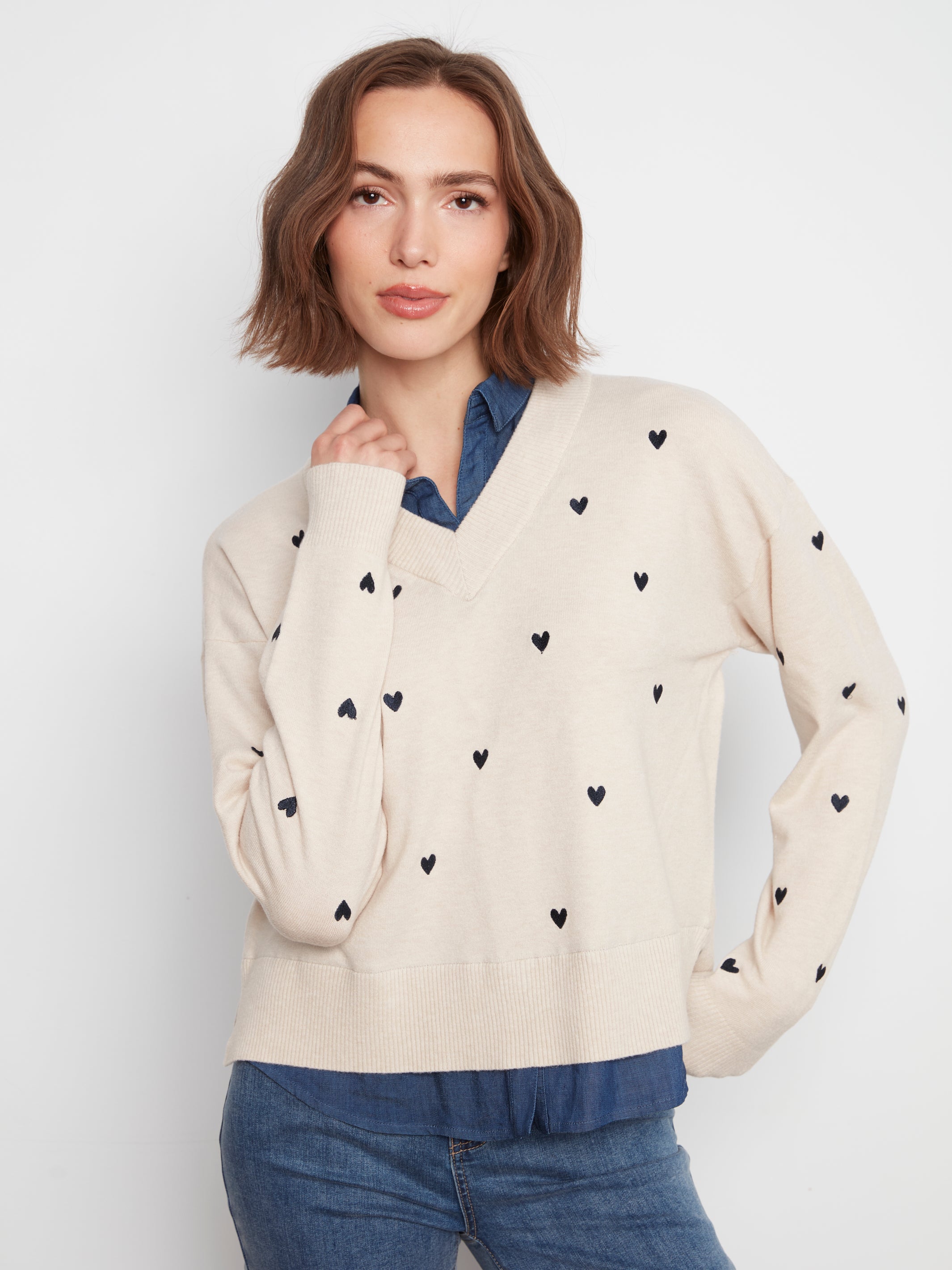 Charlie B Long Sleeve Drop Shoulder Sweater - Style C2084-464A