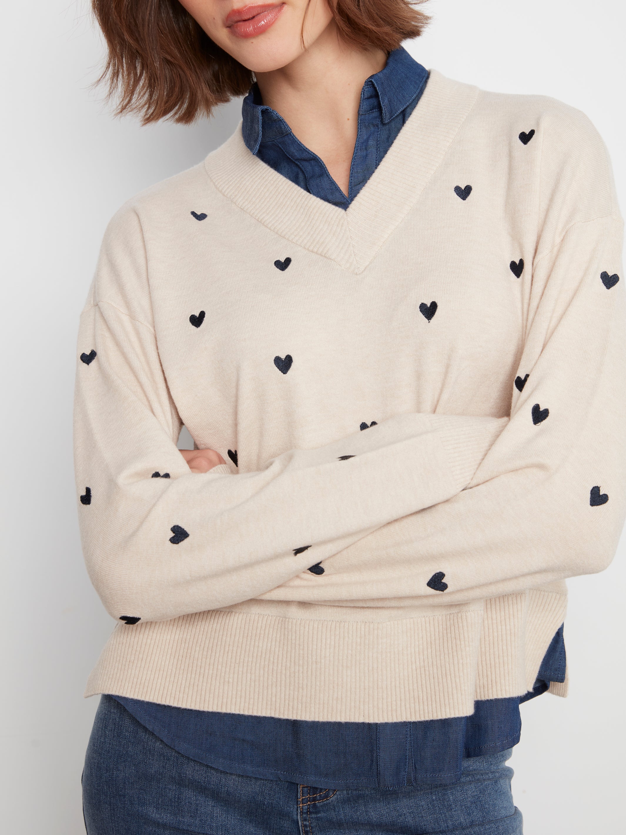 Charlie B Long Sleeve Drop Shoulder Sweater - Style C2084-464A