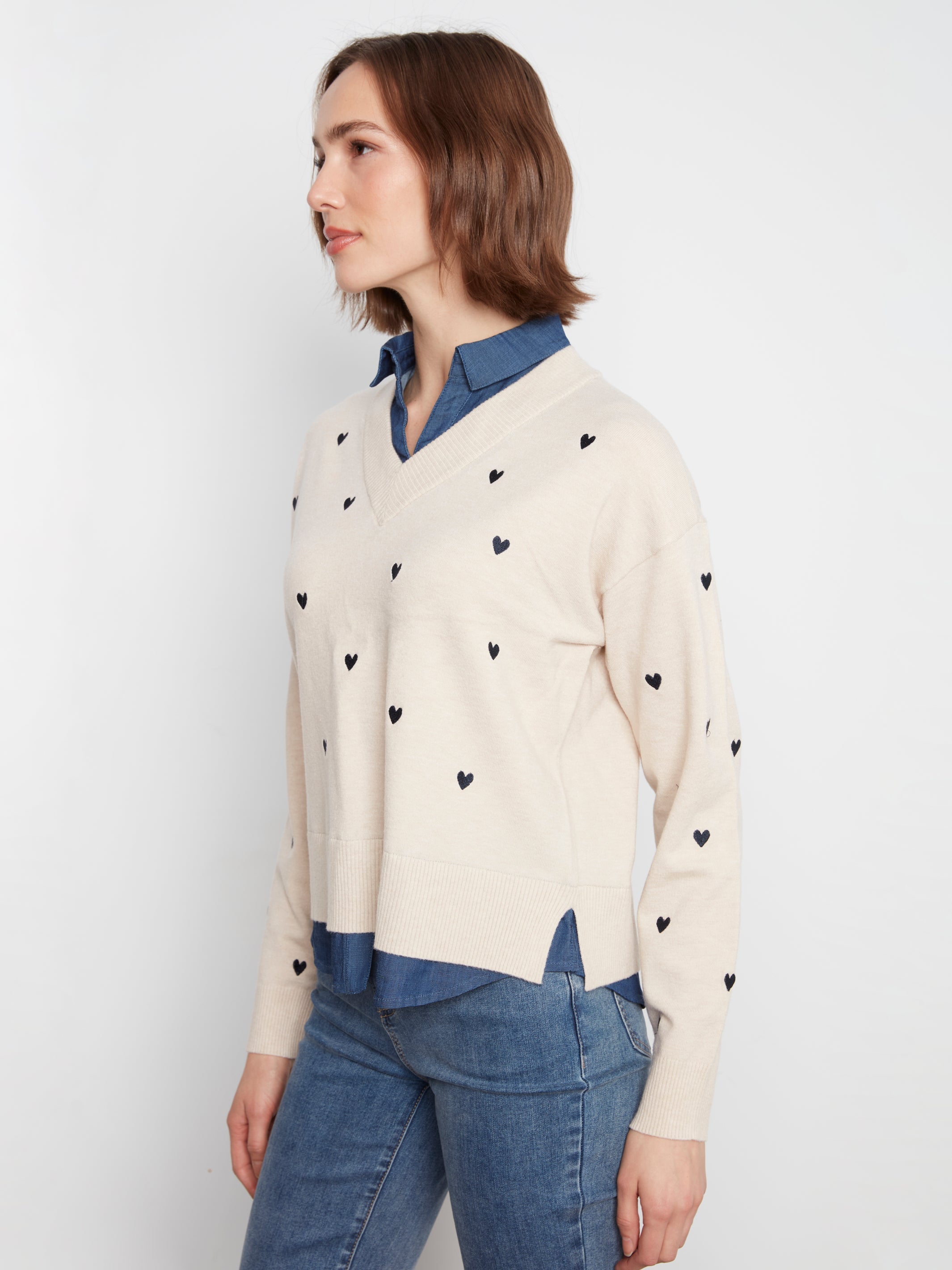 Charlie B Long Sleeve Drop Shoulder Sweater - Style C2084-464A