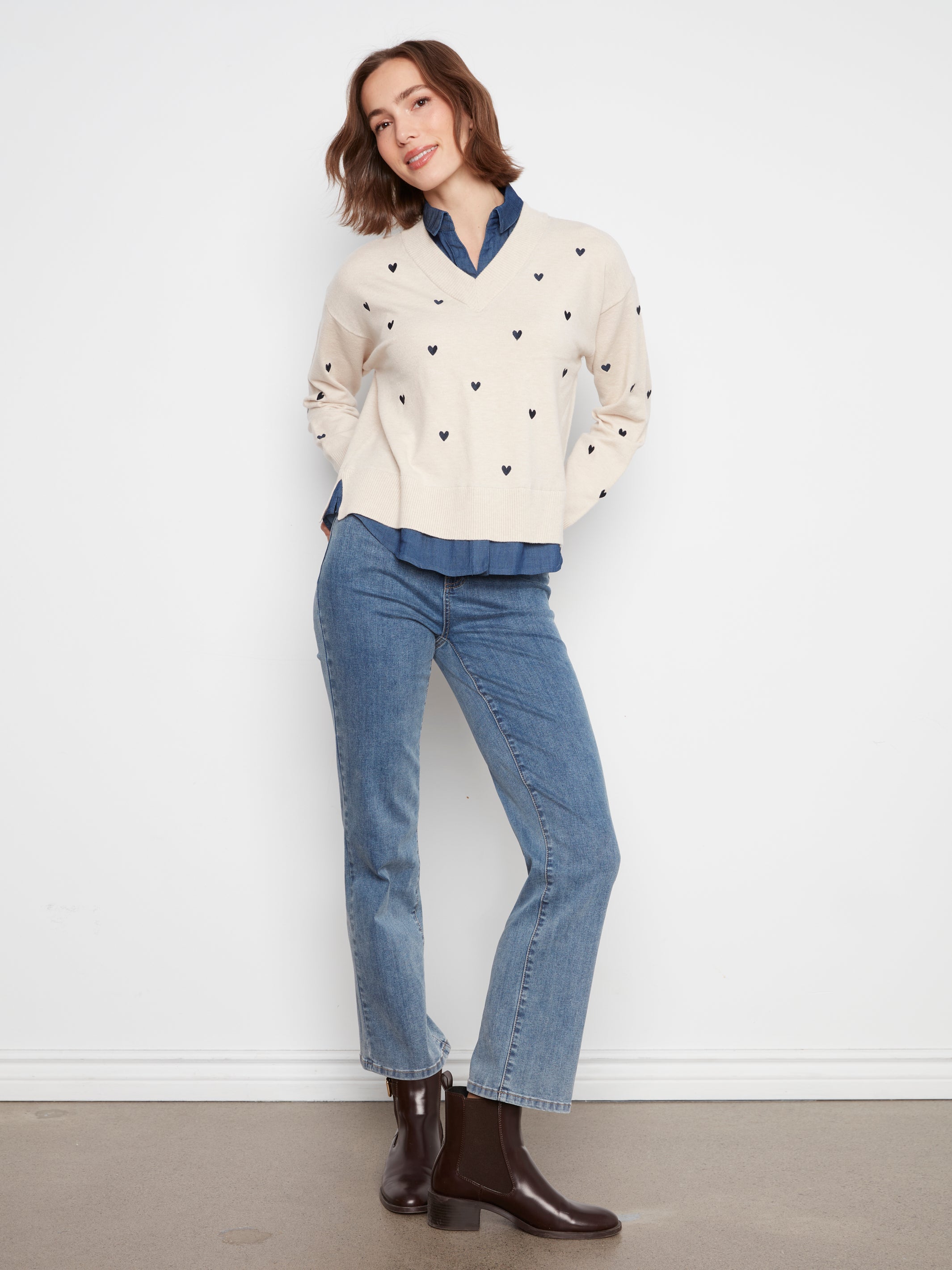 Charlie B Long Sleeve Drop Shoulder Sweater - Style C2084-464A