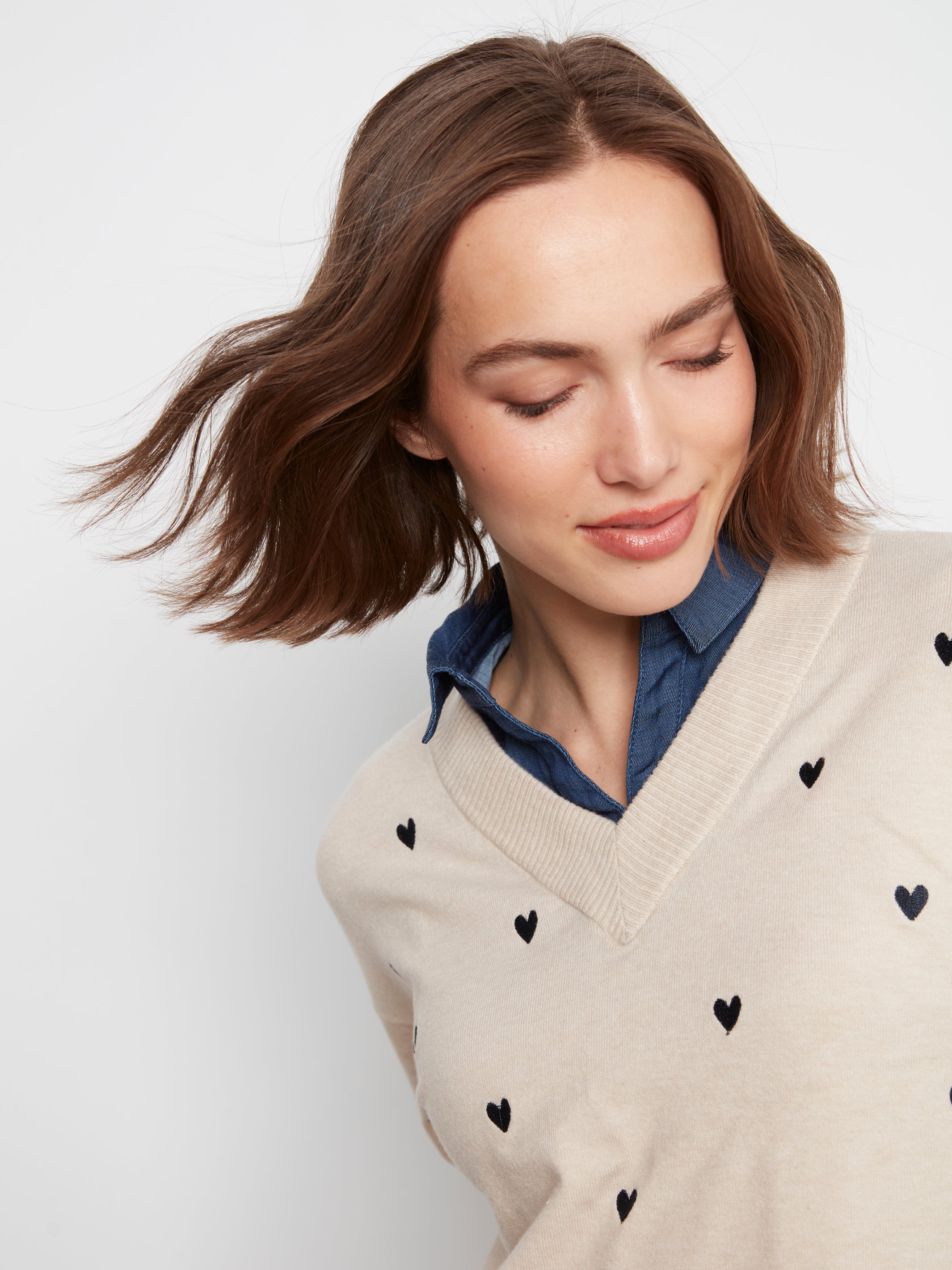 Charlie B Long Sleeve Drop Shoulder Sweater - Style C2084-464A
